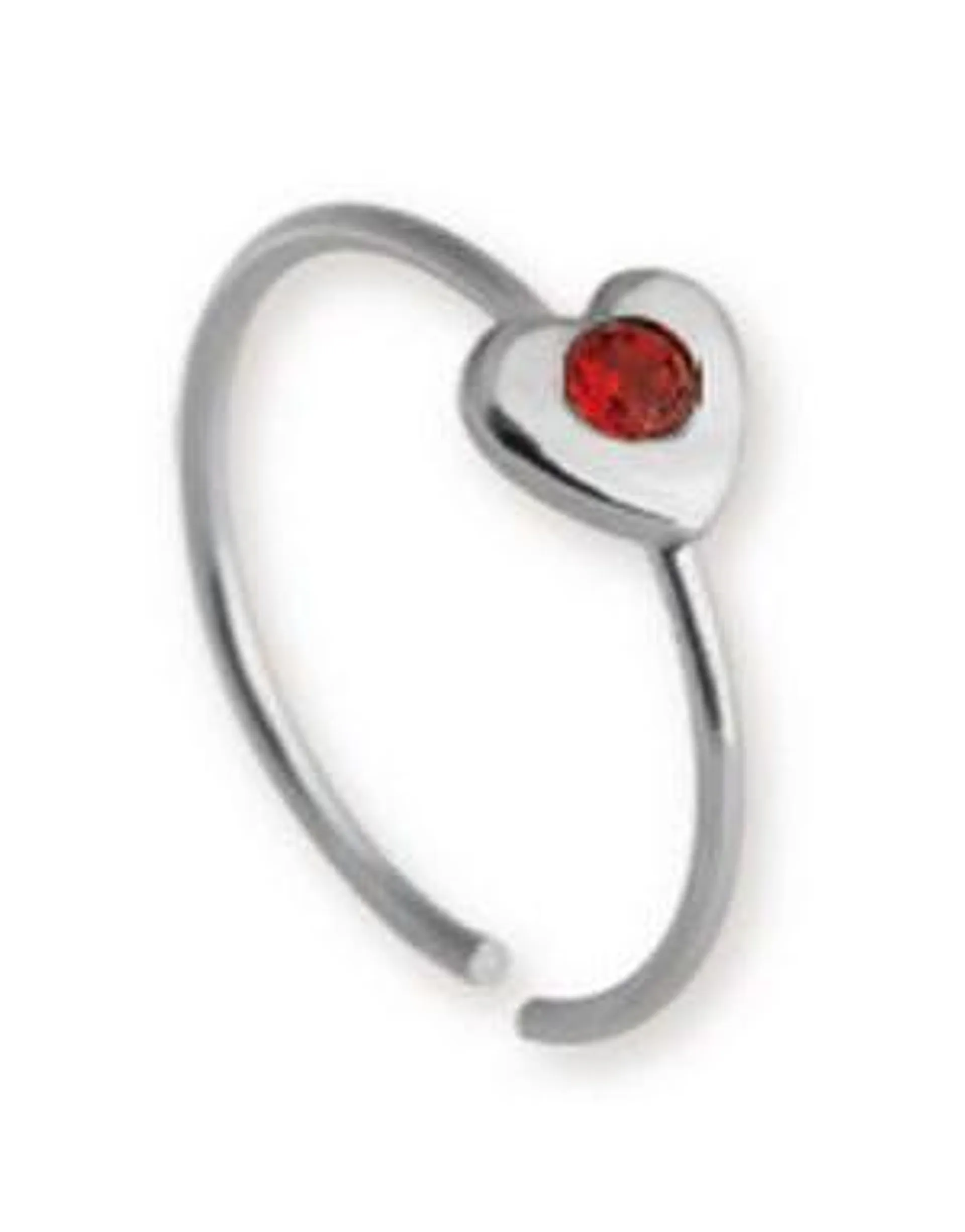 Circle With Heart And Red Stone - Nesepiercing
