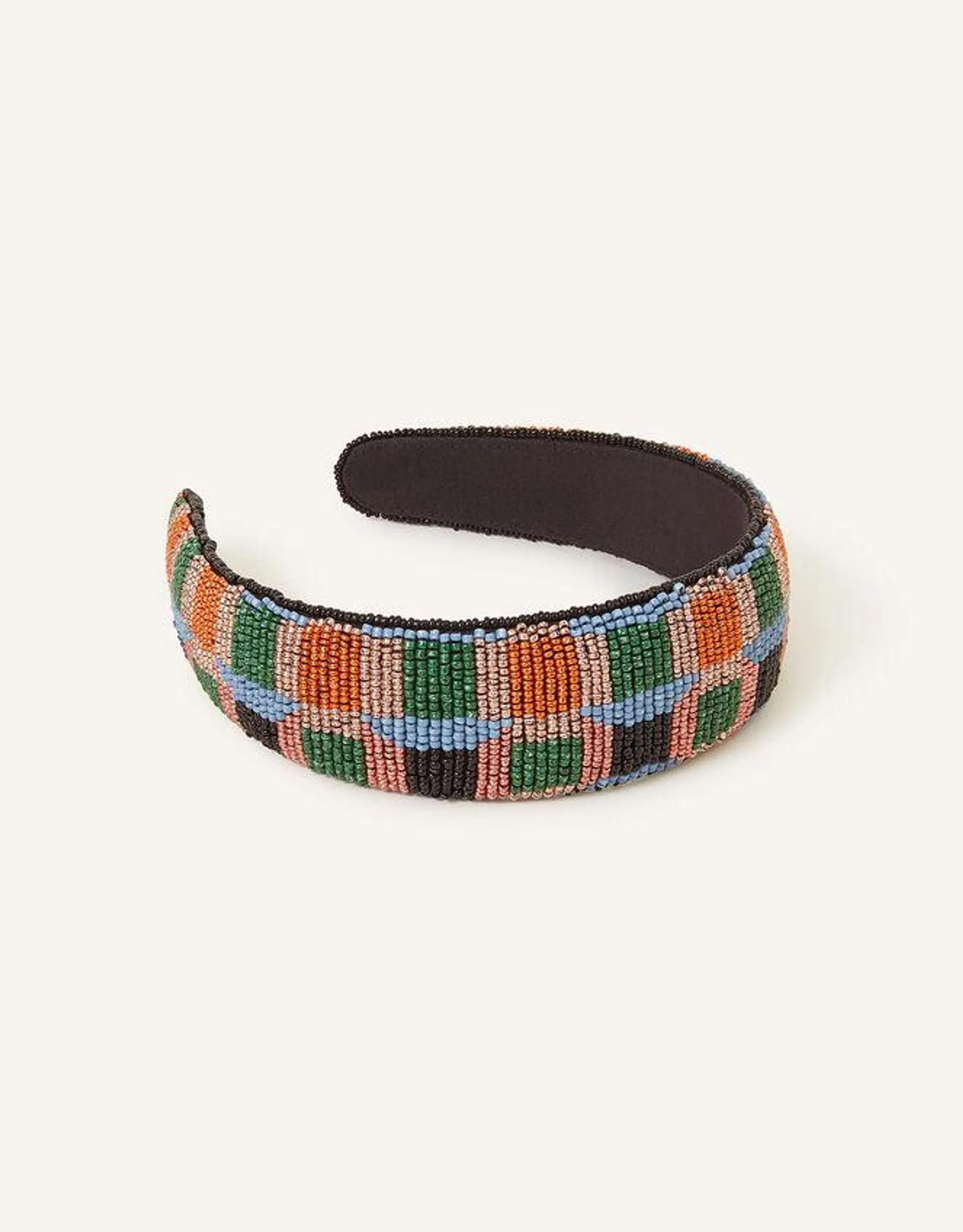 Beaded Geometric Print Headband