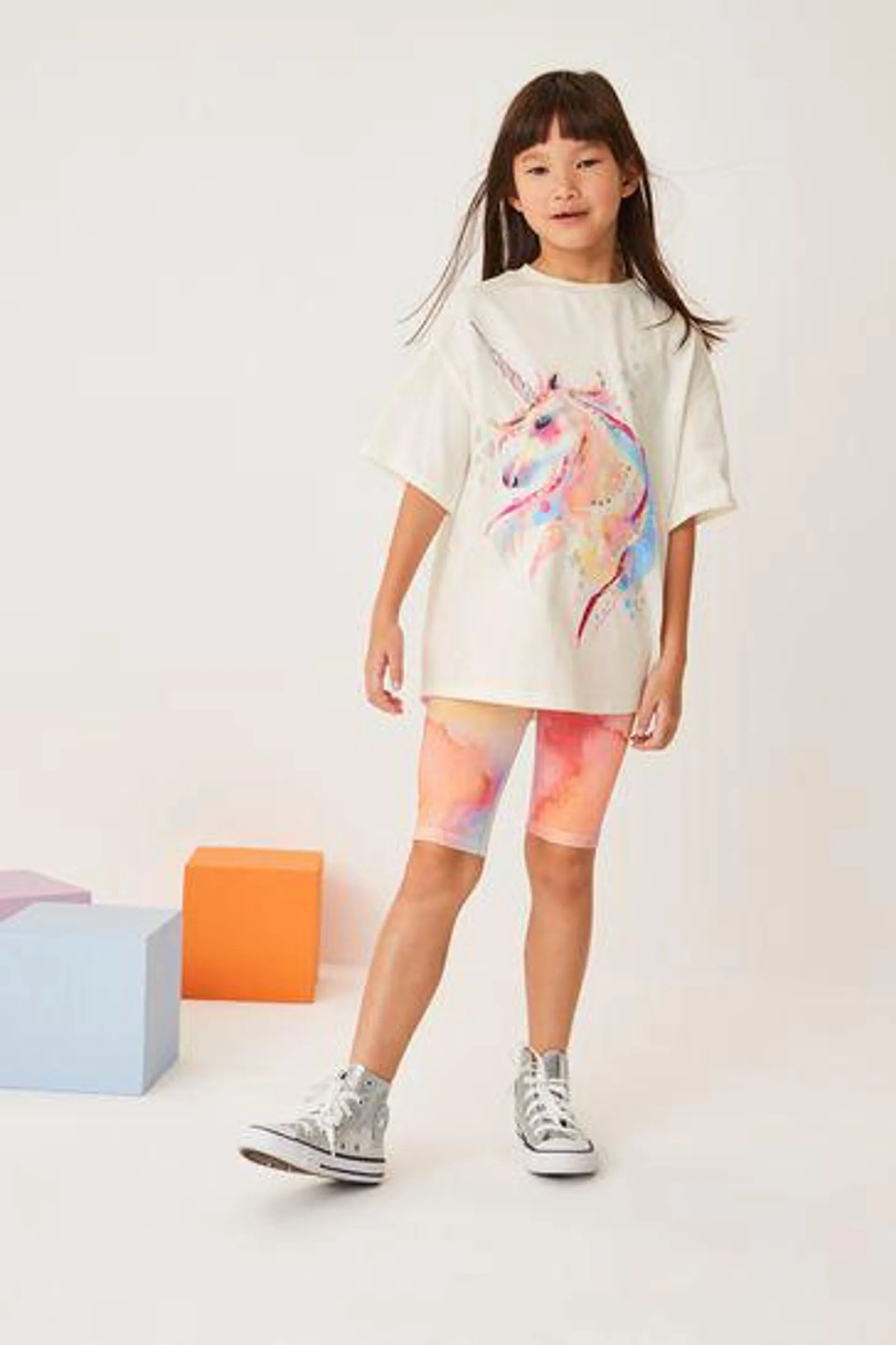 Oversized T-Shirt and Cycling Shorts Set (3-16yrs)