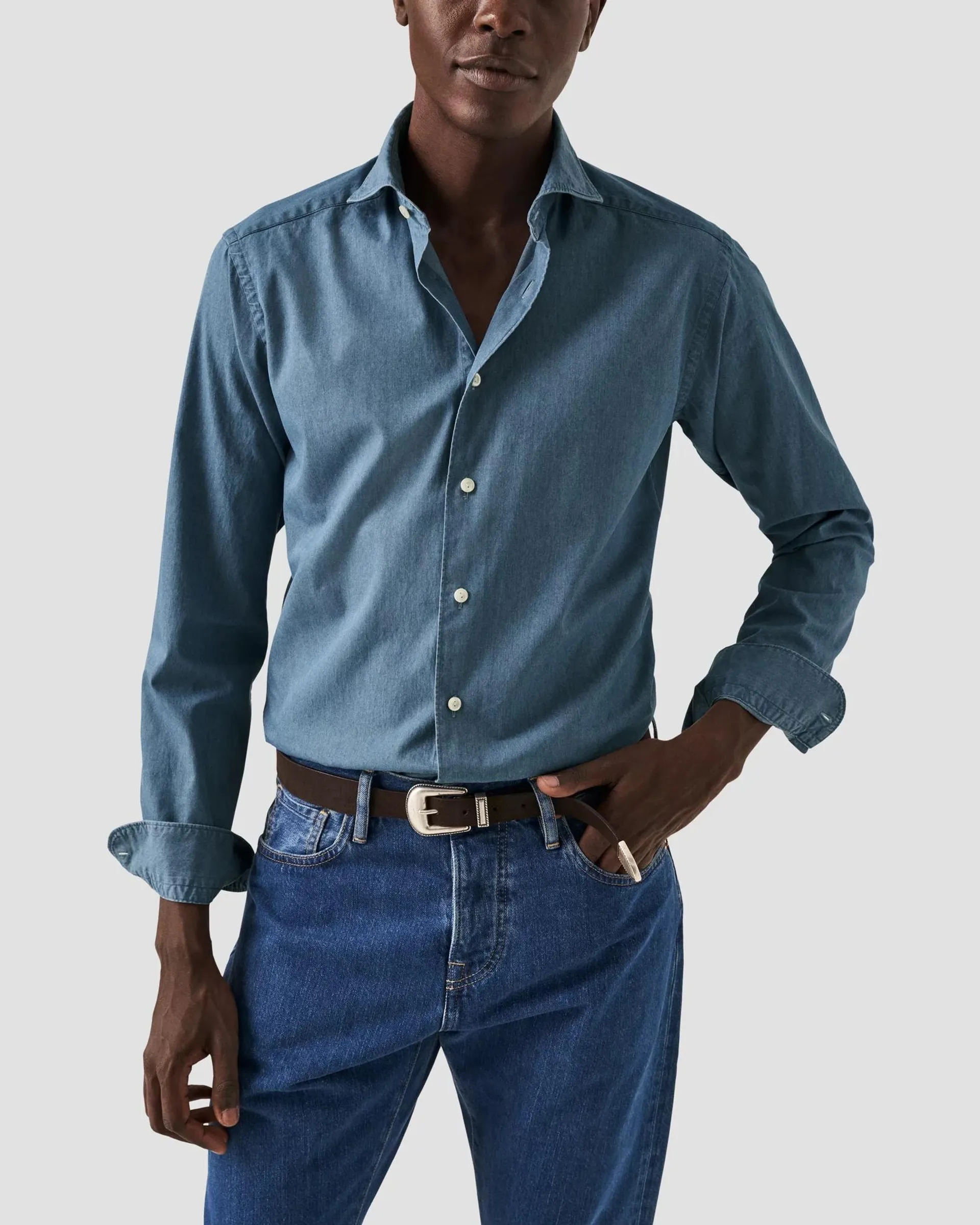 Mid Blue Lightweight Denim Shirt