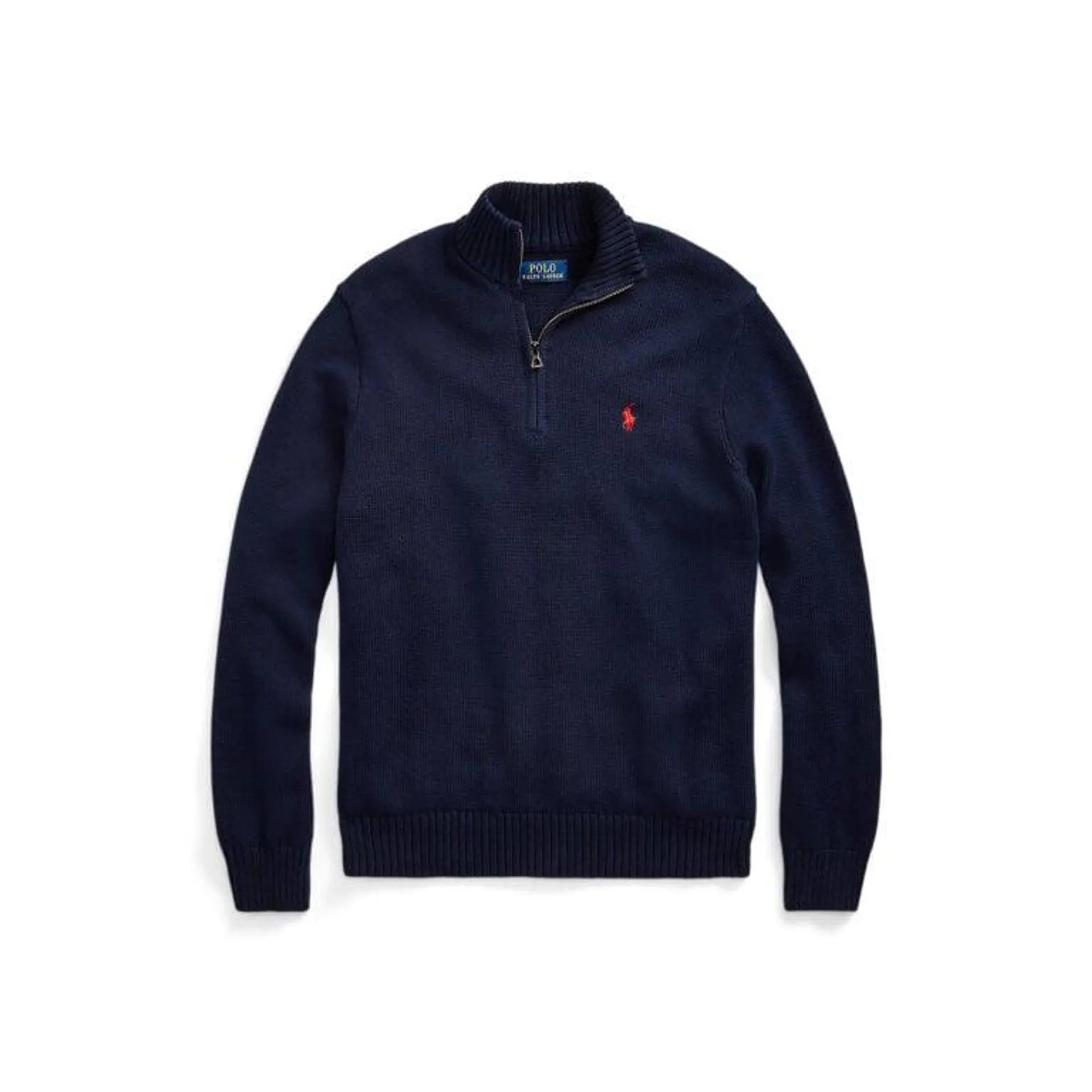 Cotton Quarter-Zip Sweater – Marine