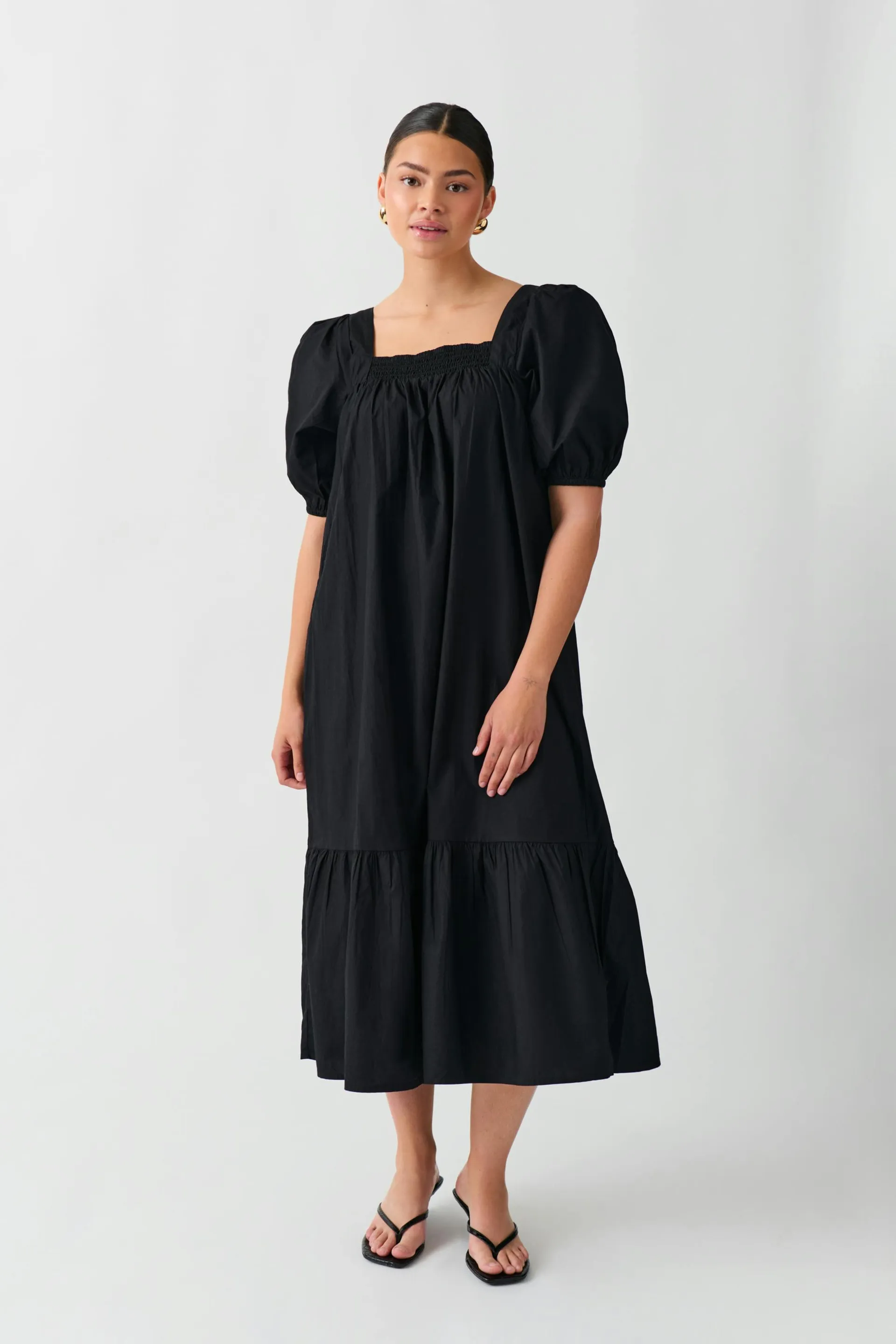 Puff sleeve midi dress