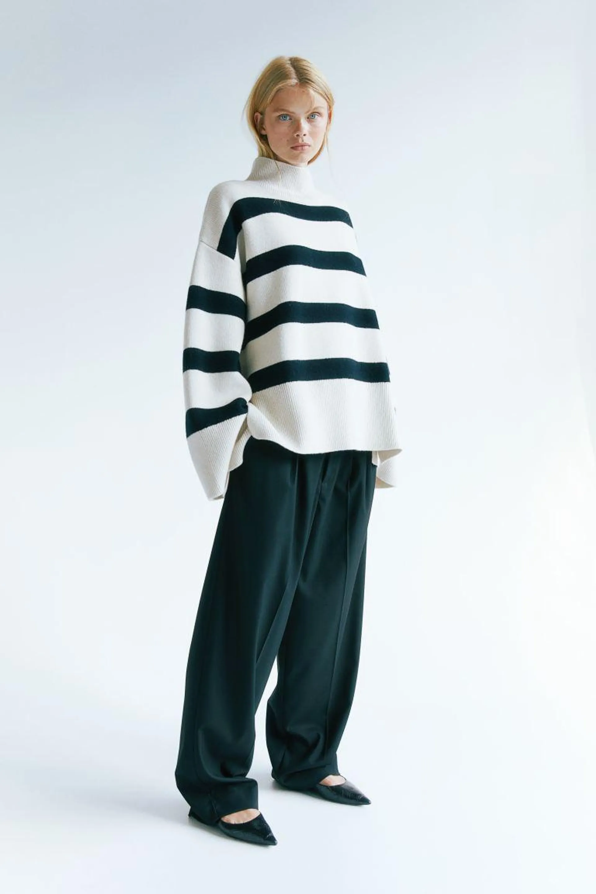 Oversized genser med halvpolo