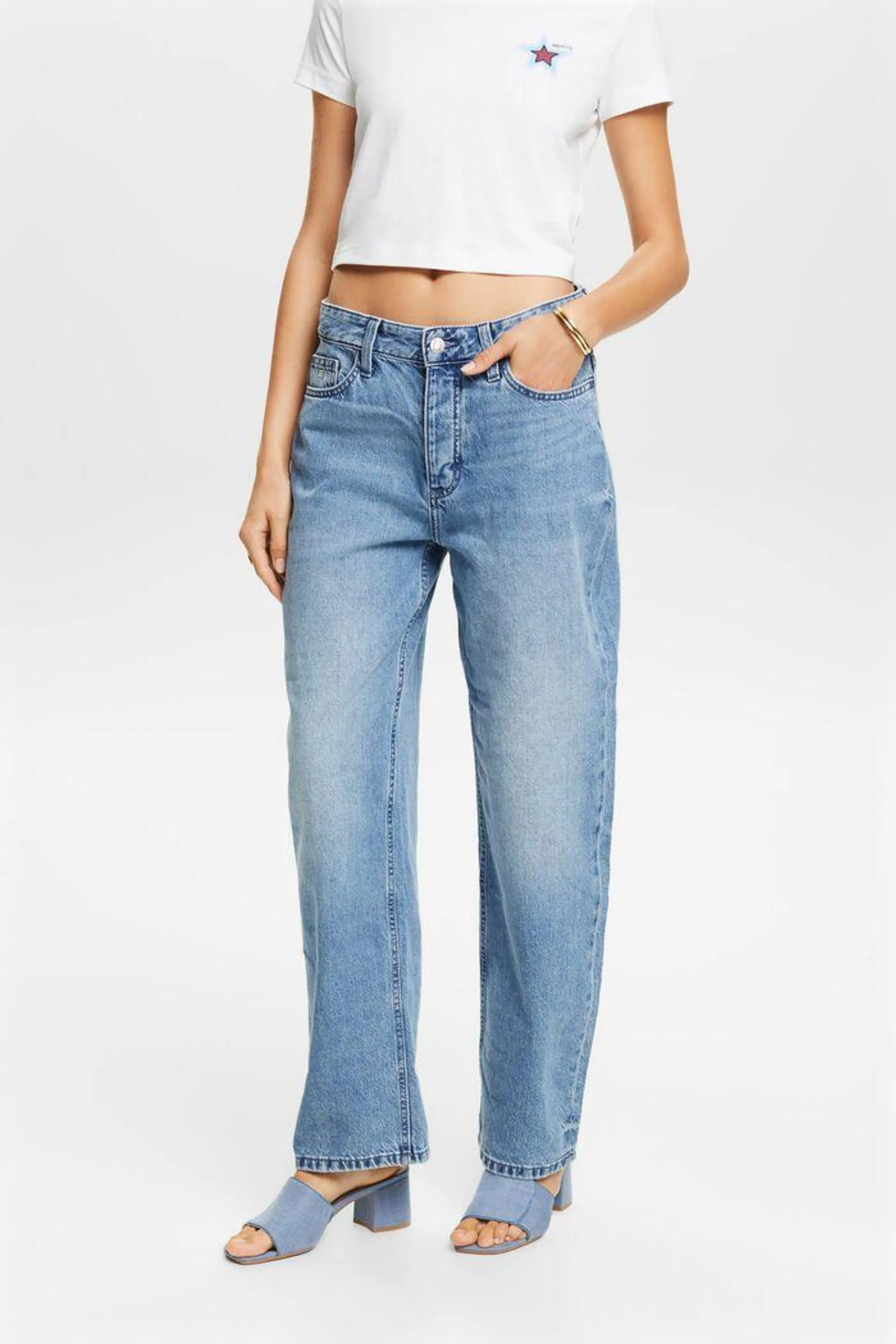 Mid-Rise Retro Loose Jeans