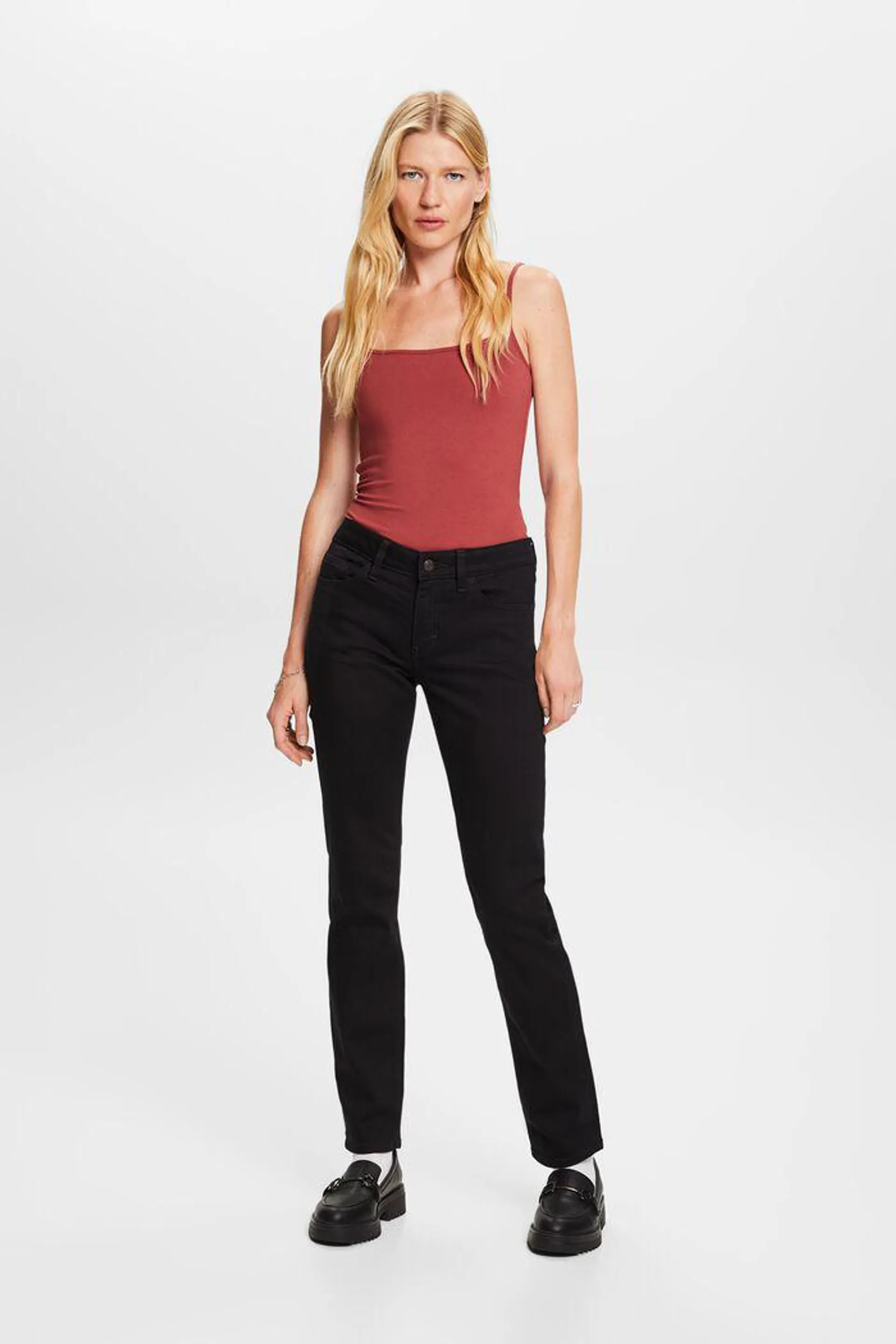 Mid-Rise Straight Jeans