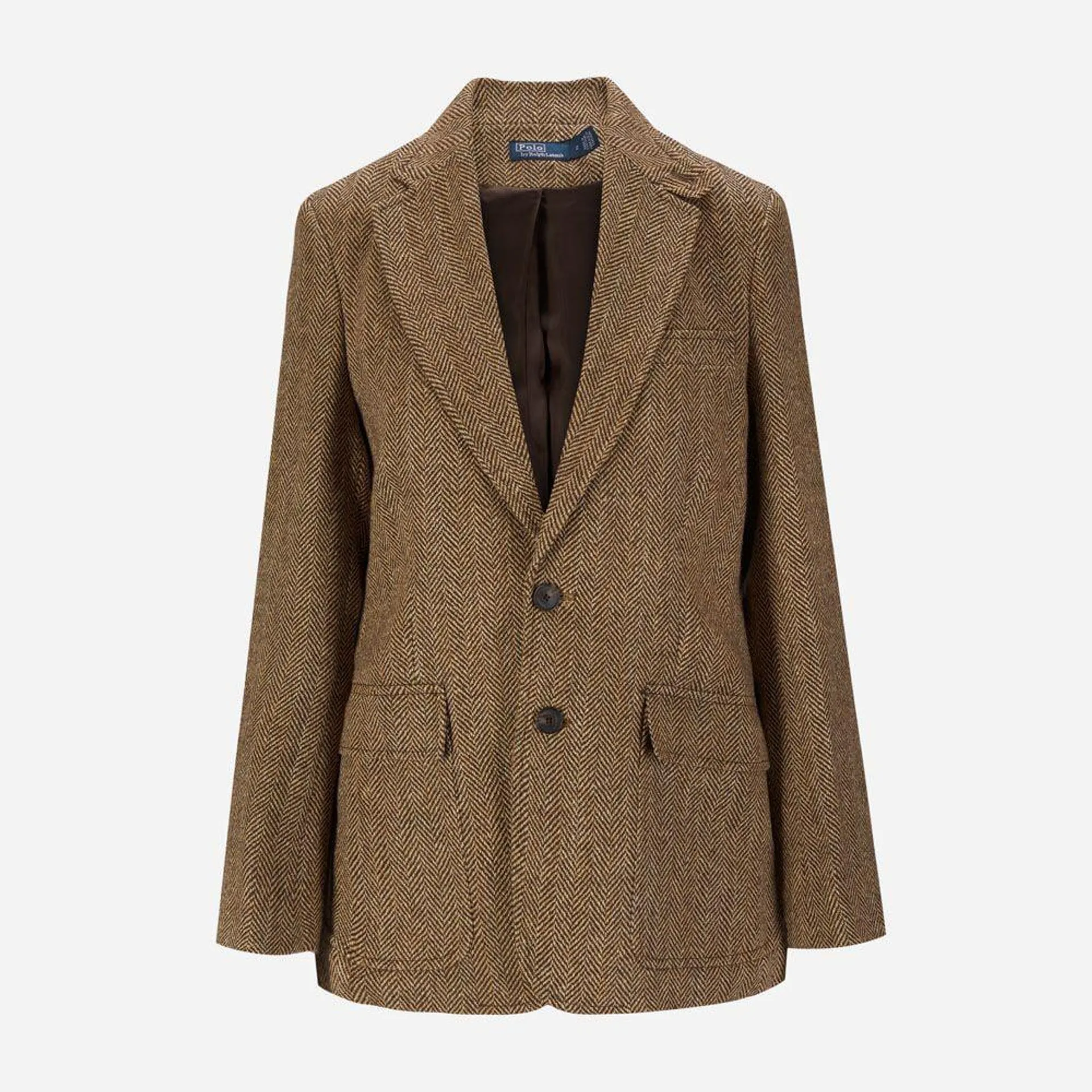 Herringbone Linen Blend Blazer - Brown/Cream Herringbone