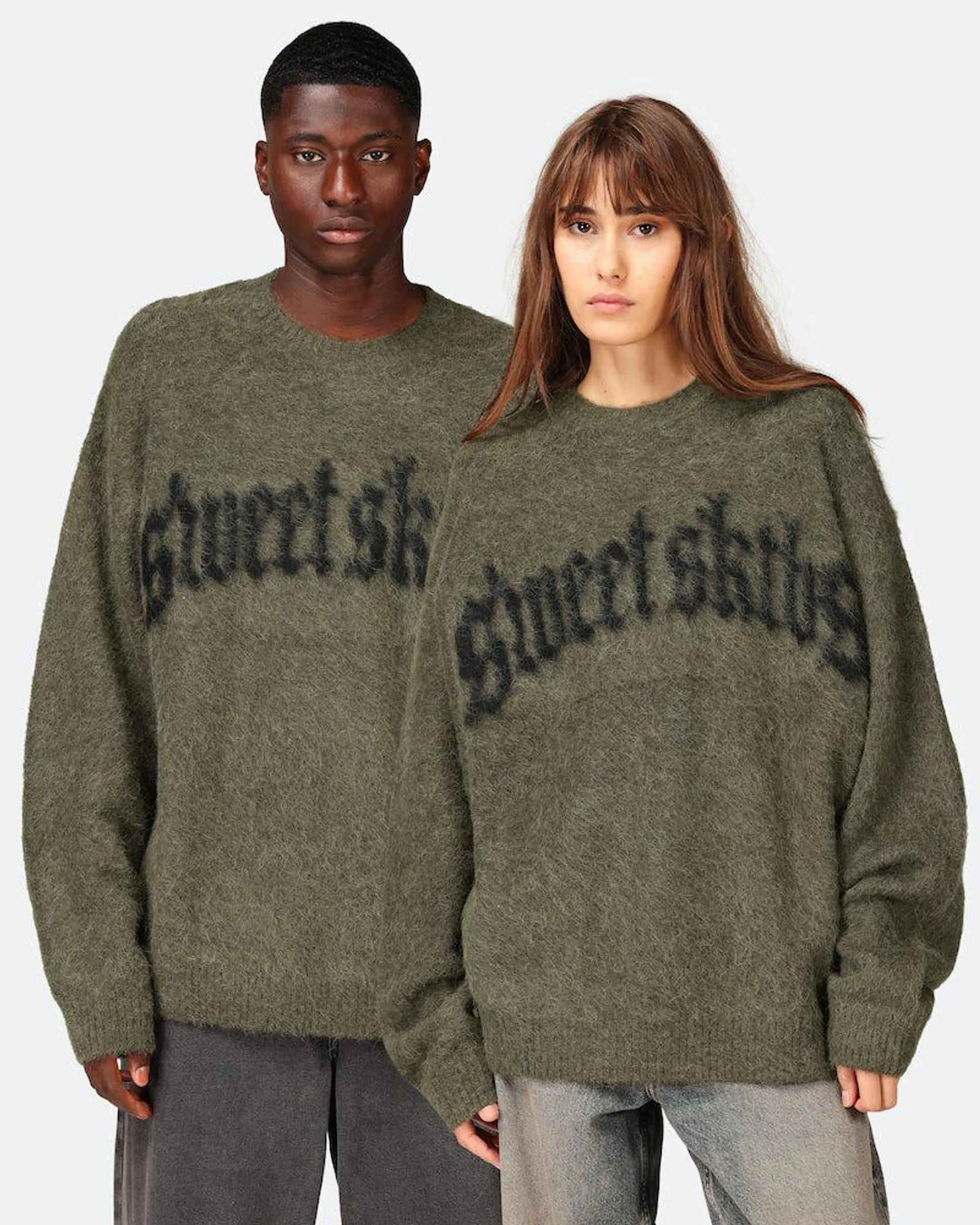 Strikket crewneck med logo