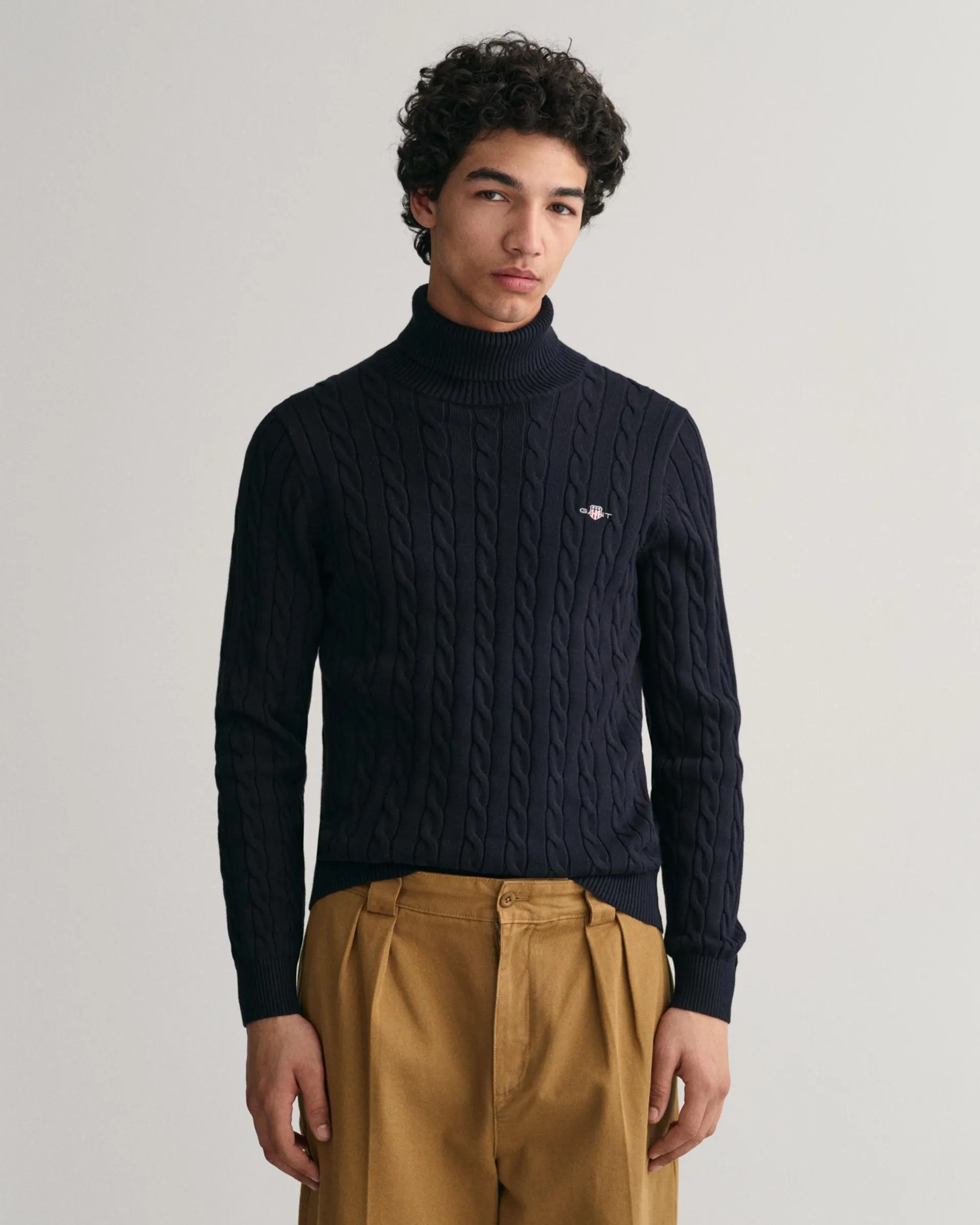 Cotton Cable Strikket Turtleneck-genser