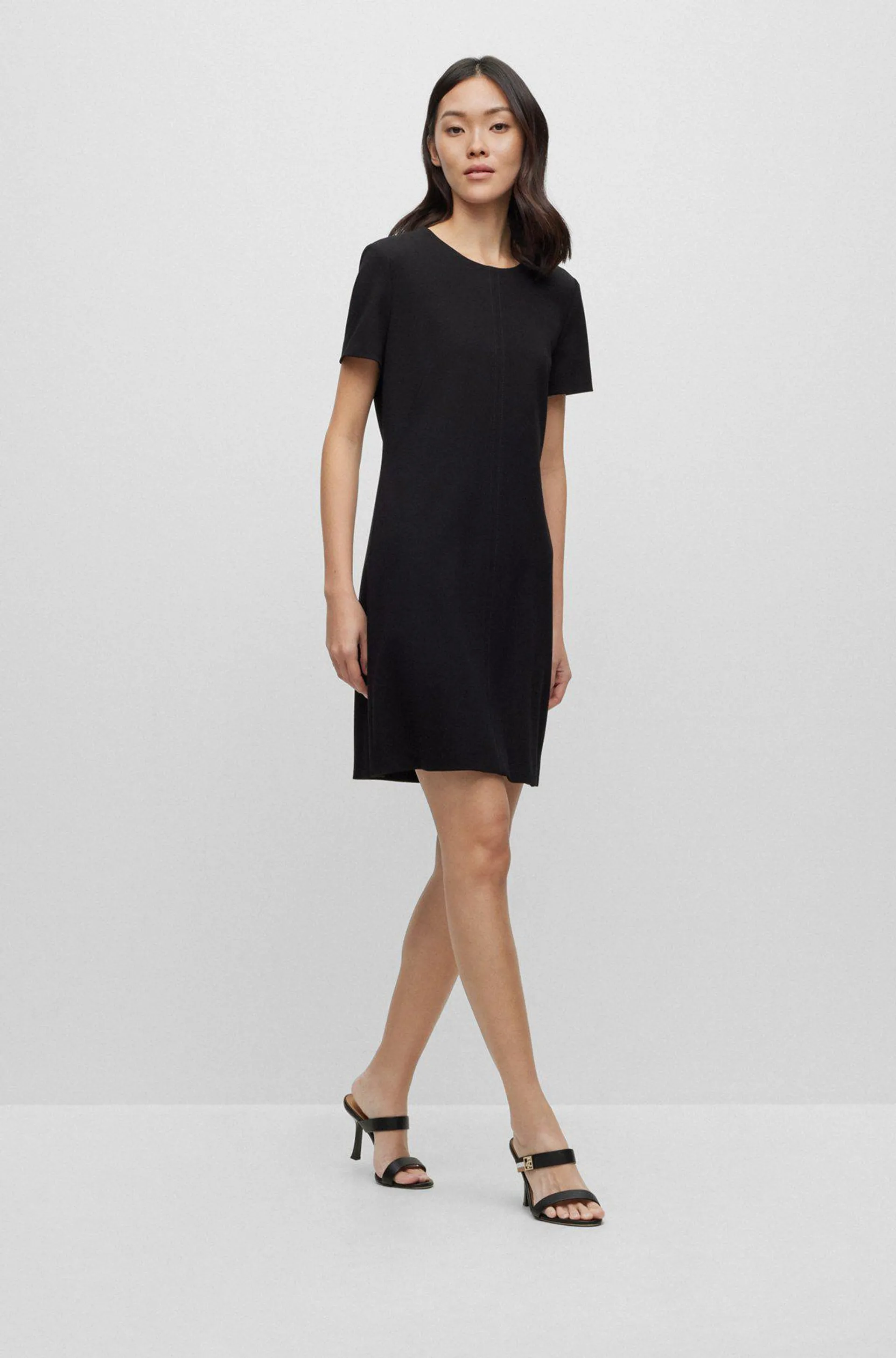 Slim-fit crew-neck dress in stretch fabric