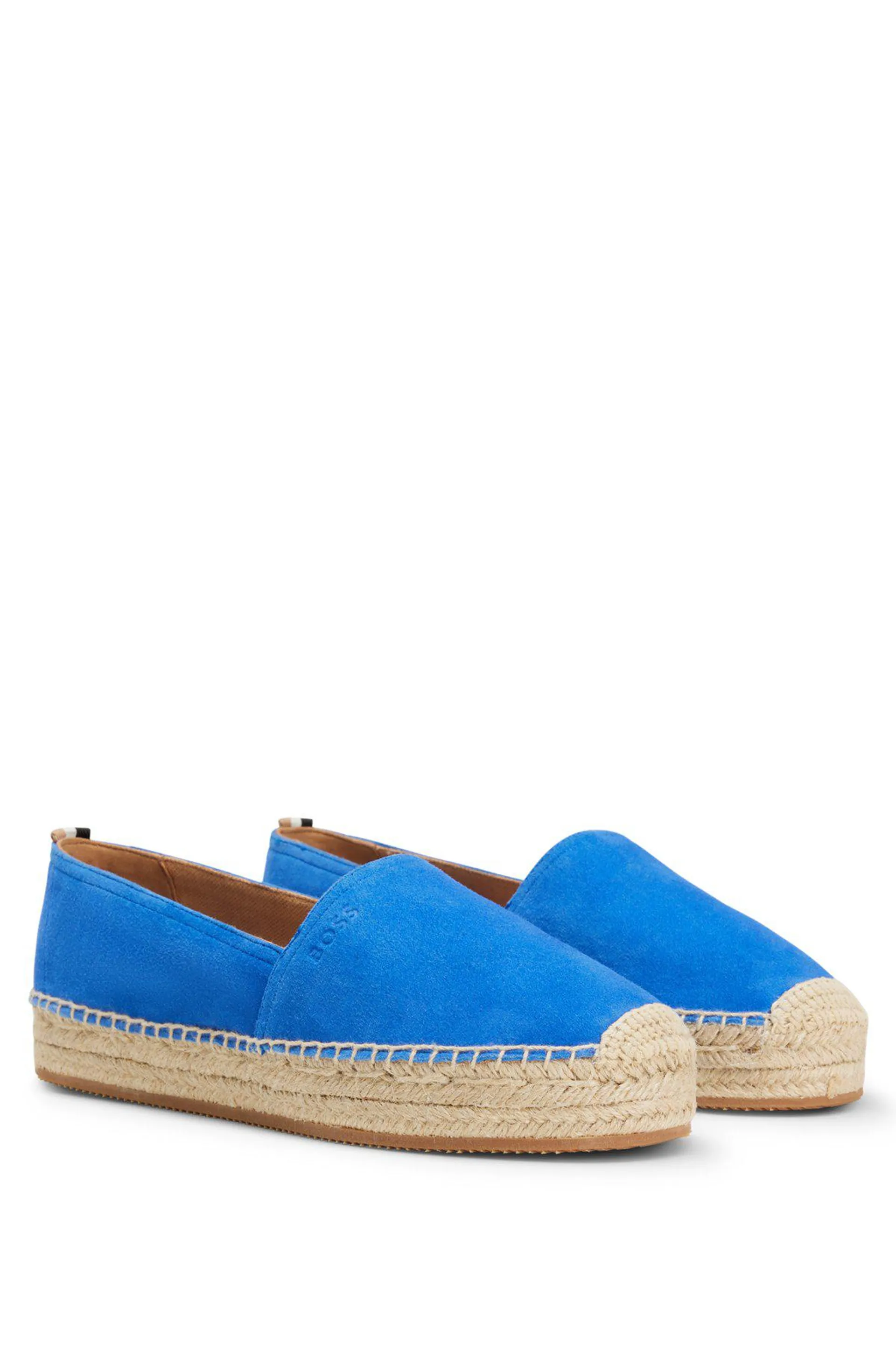 Goat-suede espadrilles with embossed logo and jute sole