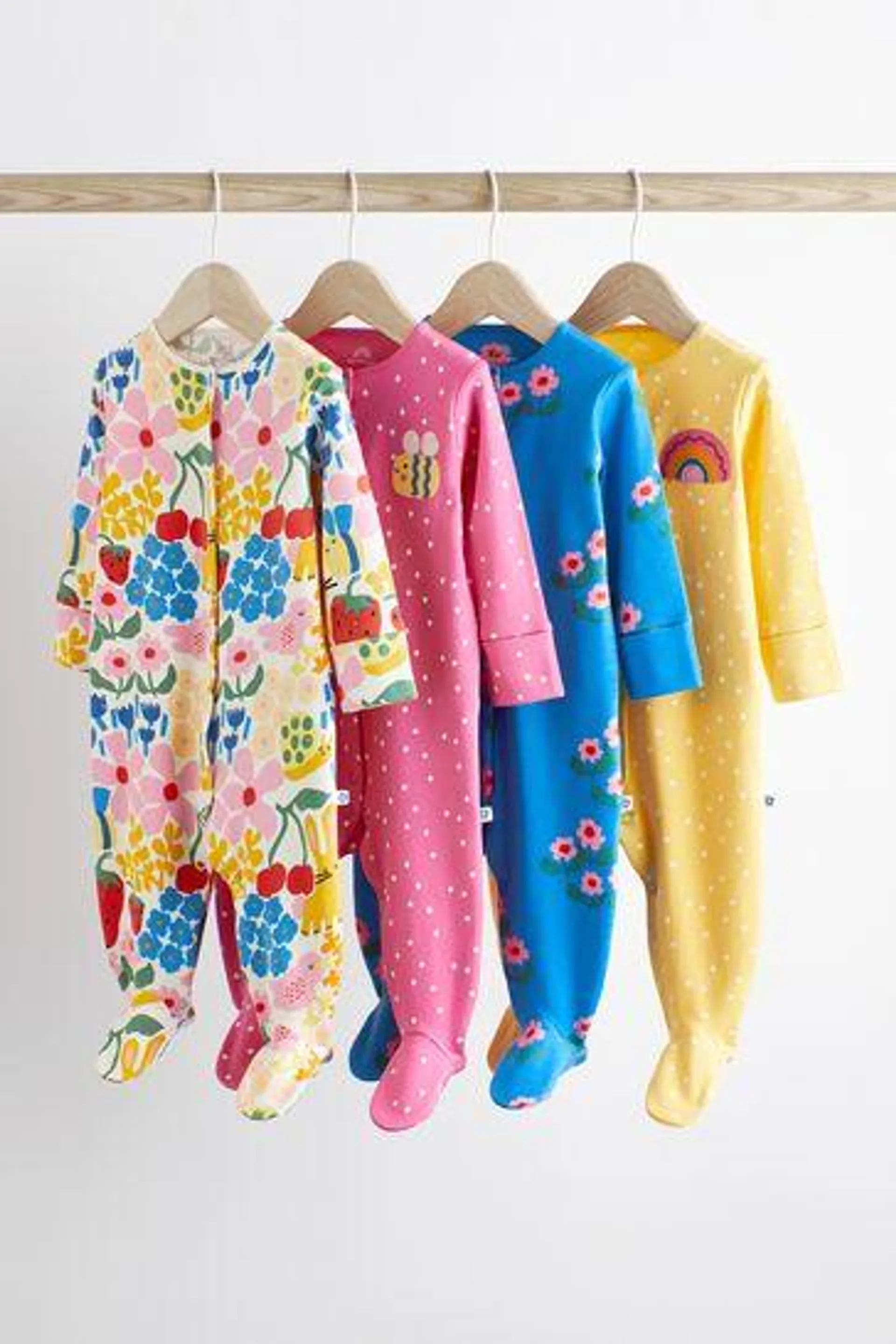 Baby 4 Pack Footed Sleepsuits (0-3yrs)