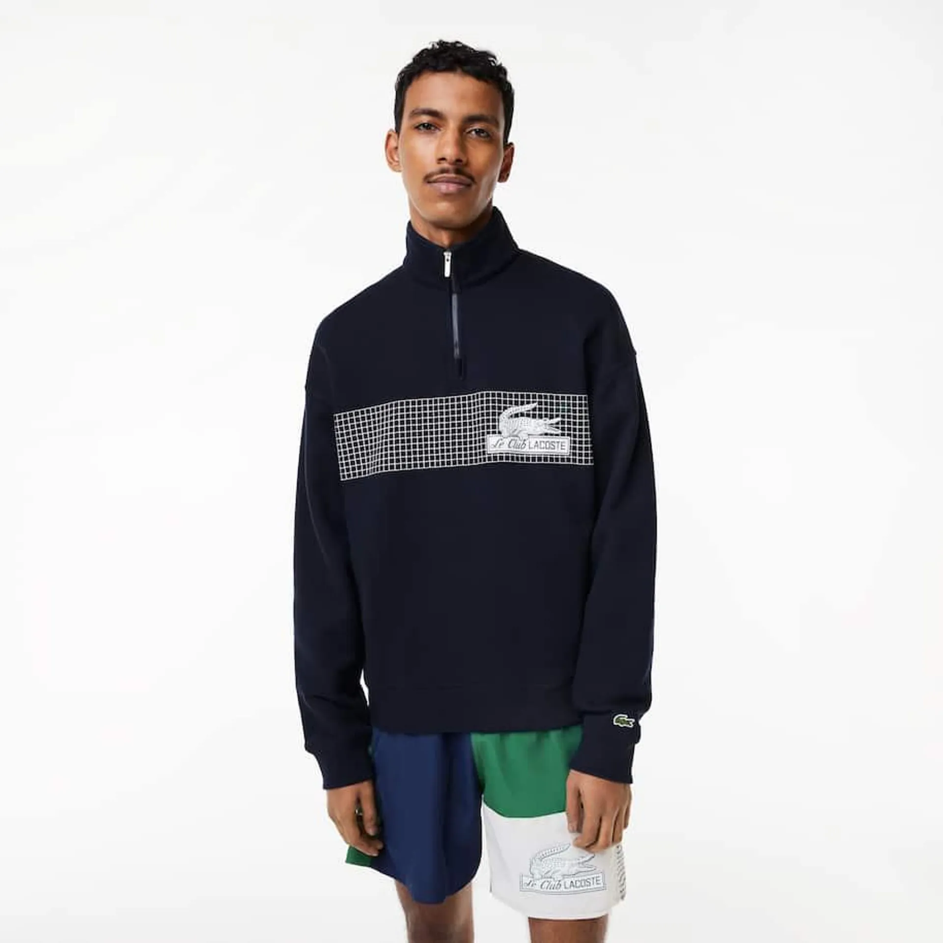 Men’s Lacoste Zip Neck Loose Fit Organic Cotton Sweatshirt