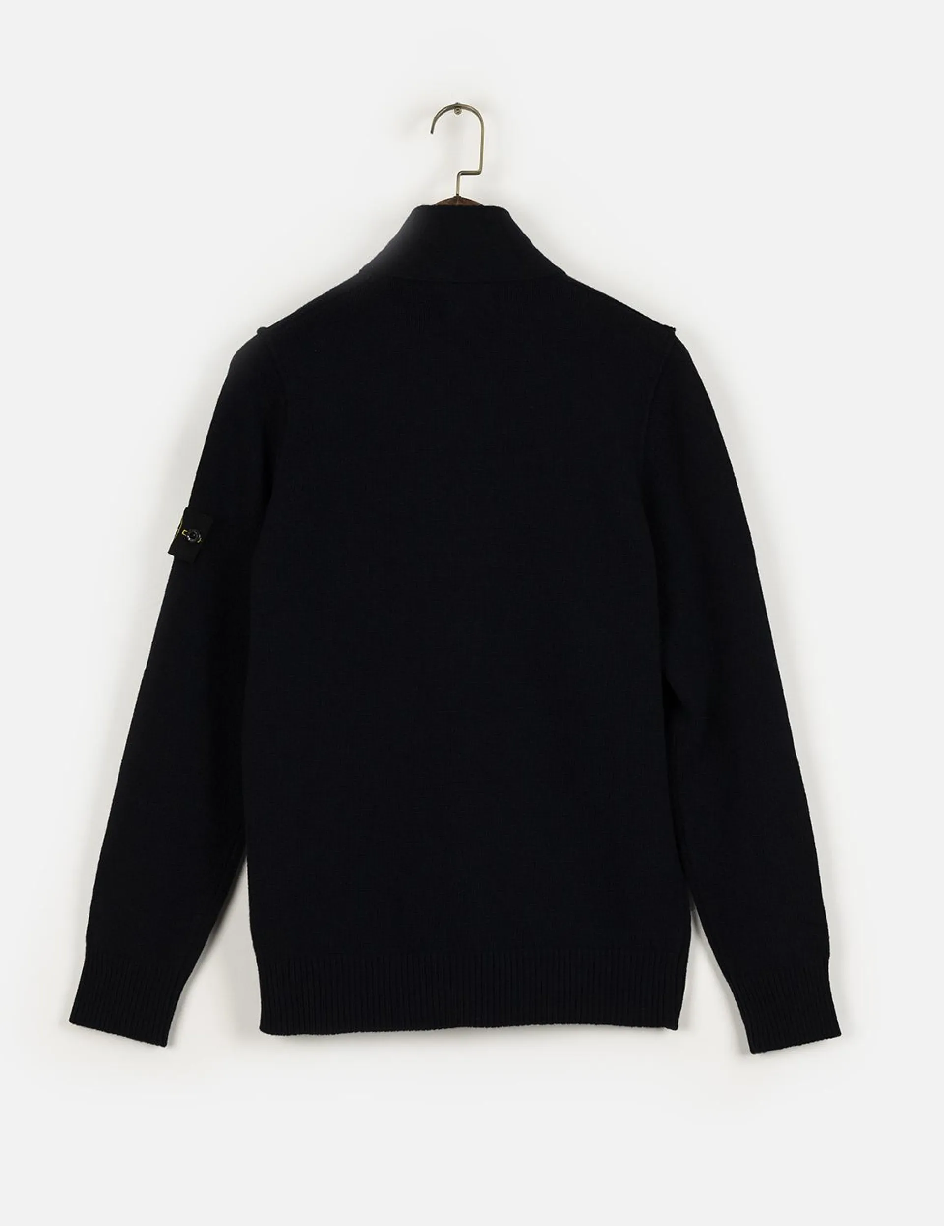 Maglia Knitted Lambswool Zip Cardigan Navy