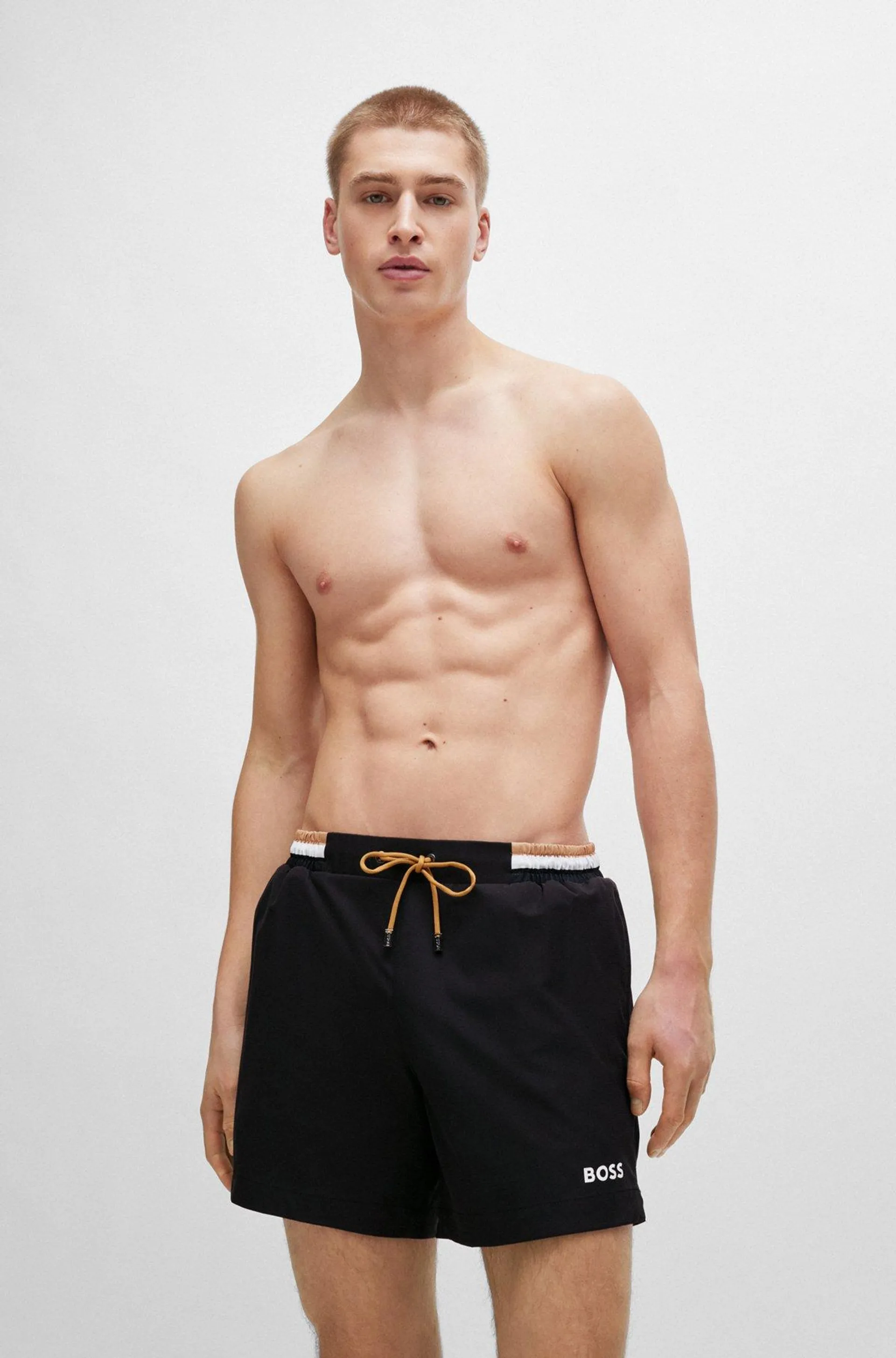 Ripstop-fabric swim shorts with contrast logo