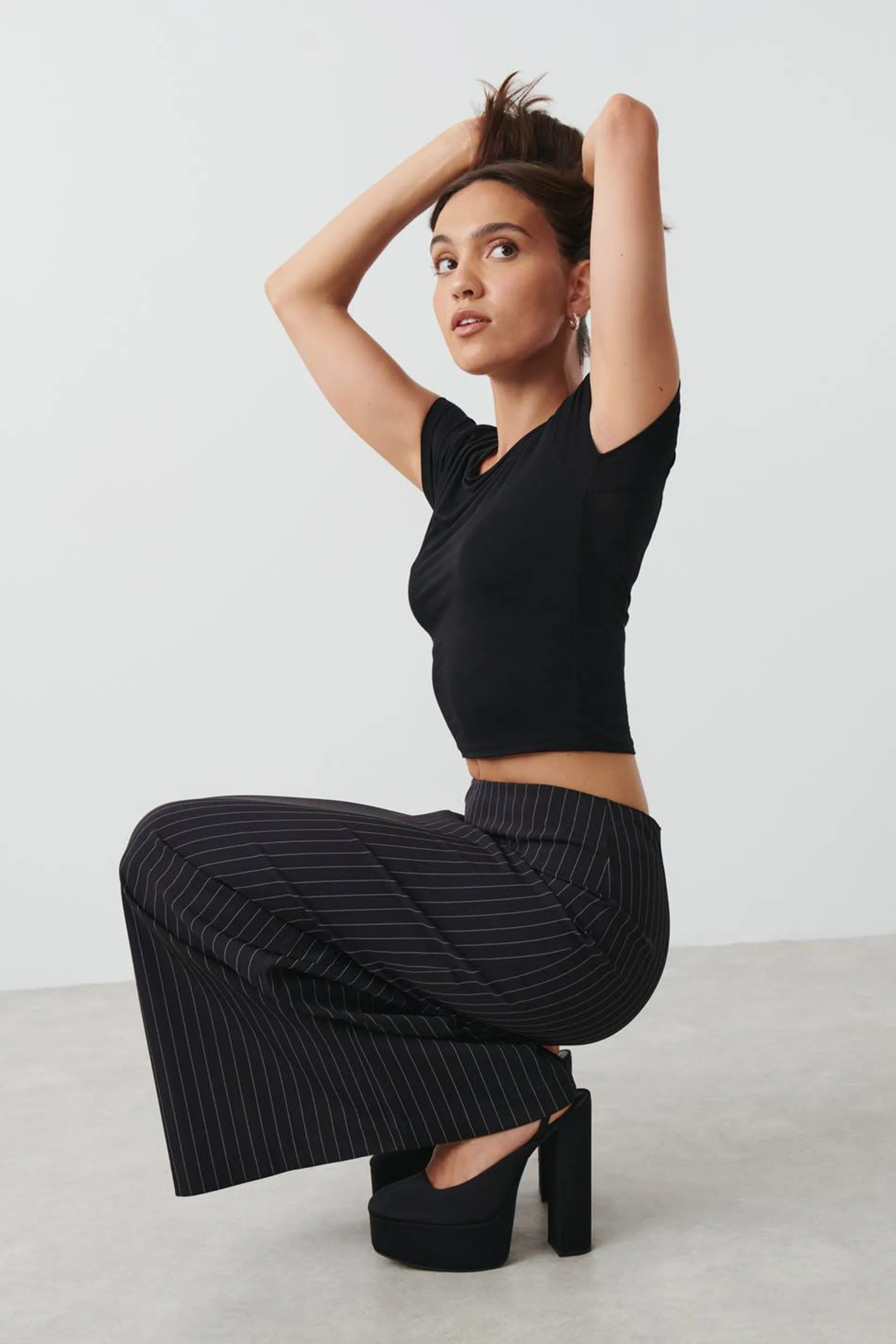 Pinstripe maxi skirt