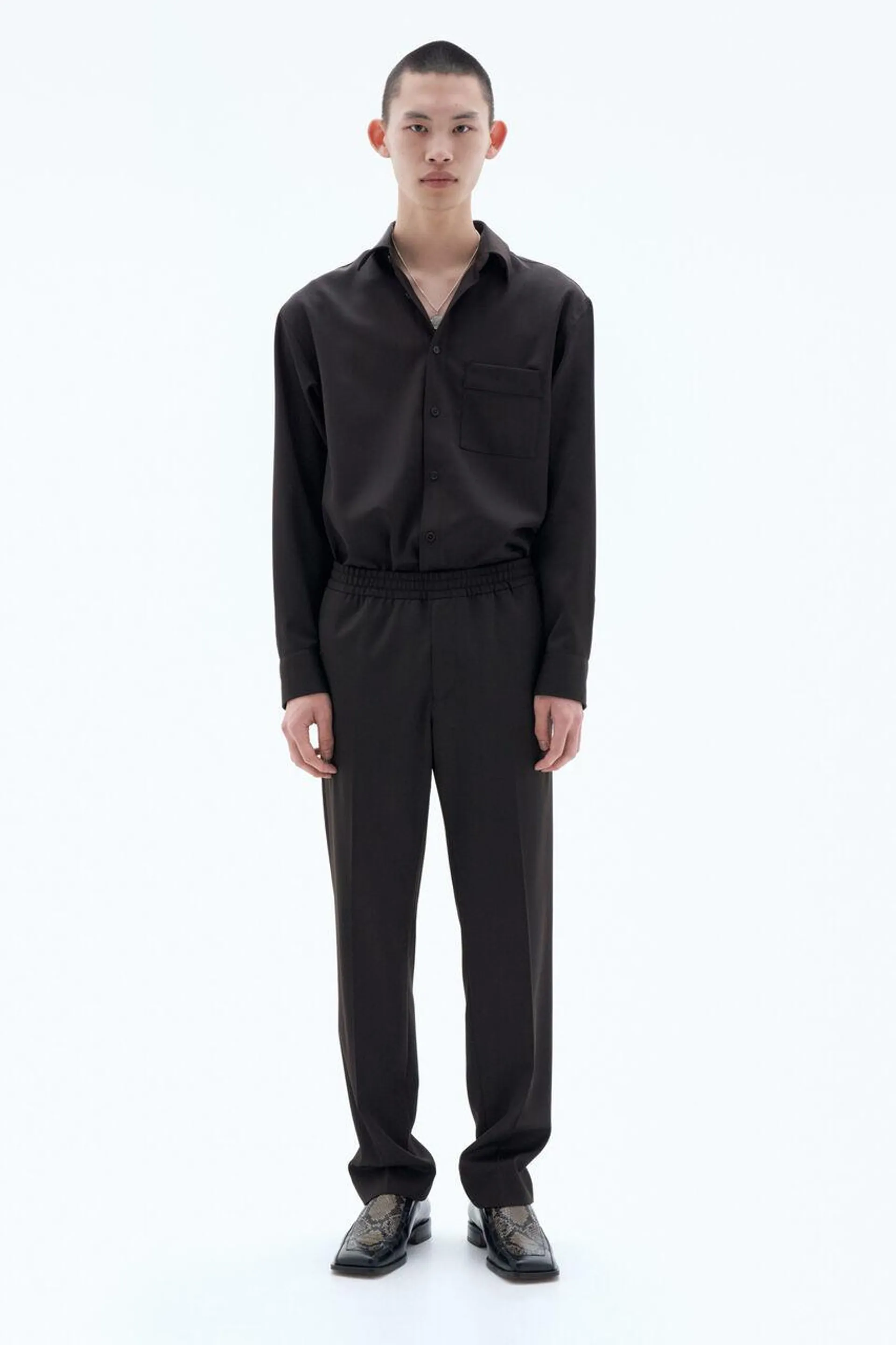 Relaxed Wool Trousers Dark Brown