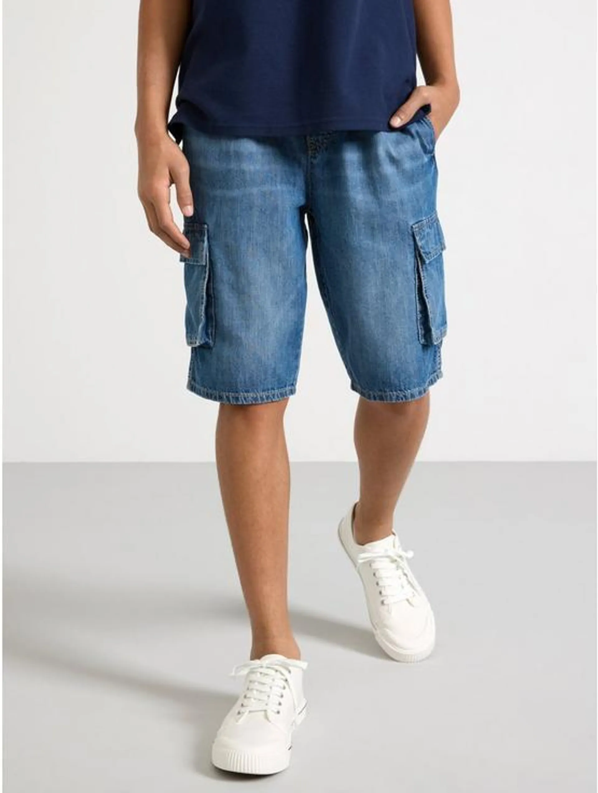 Denim cargo shorts