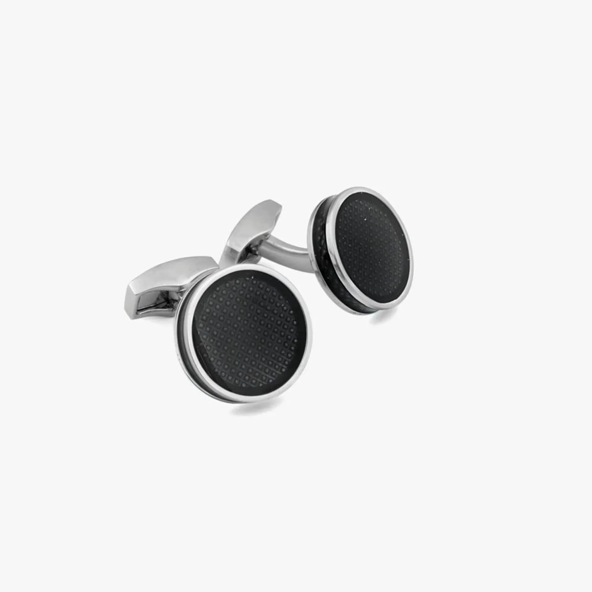 Cufflinks Round - Silver-Black