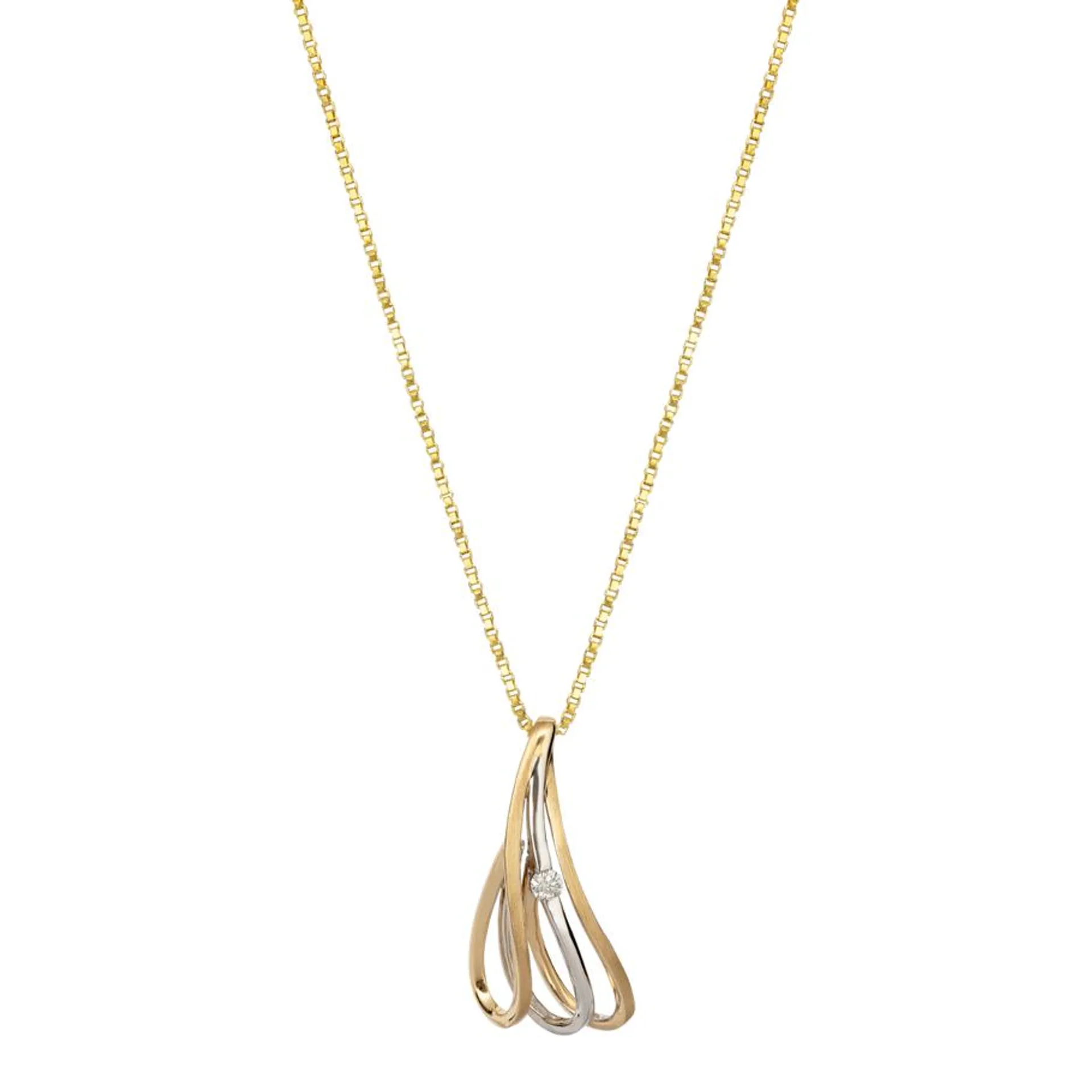 Diamantsmykke 585 Tofarget Gull 0,04 ct