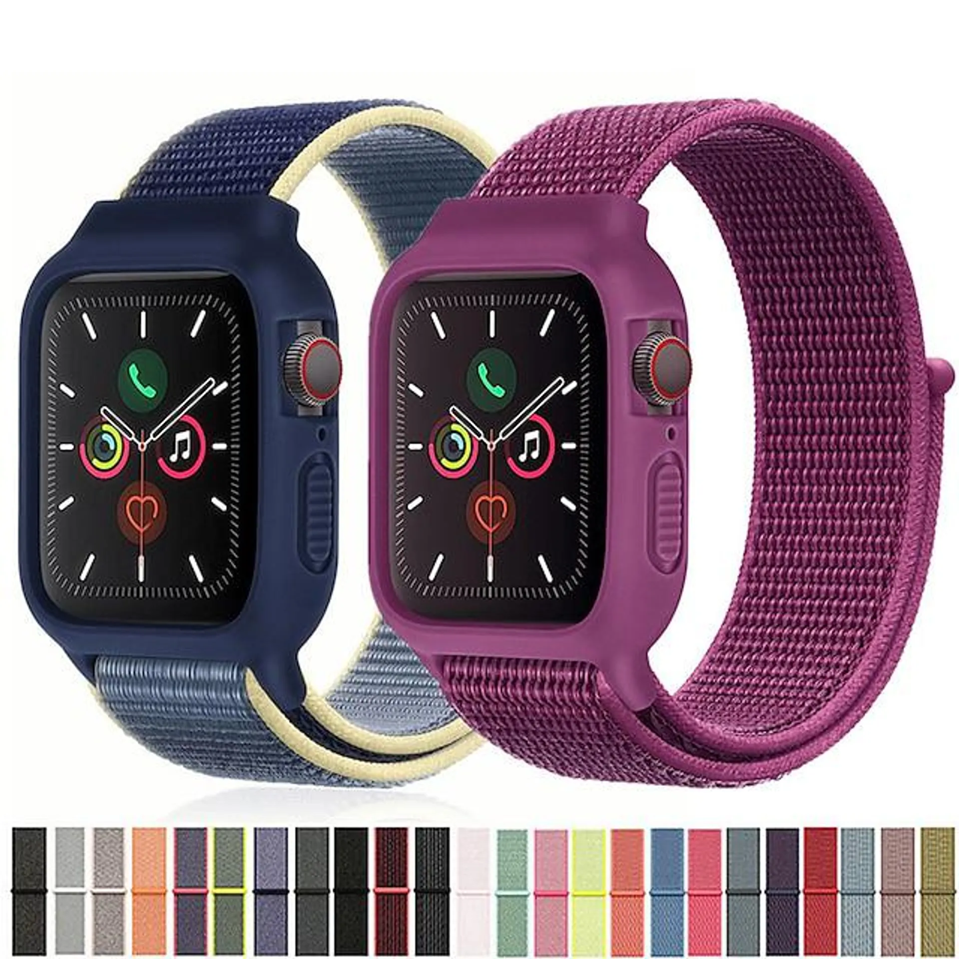 Klokkerem til Apple Watch Series 8 7 6 5 4 3 2 1 SE Nylon Erstatning Stropp Velcro Pustende Sportsløkke Armbånd