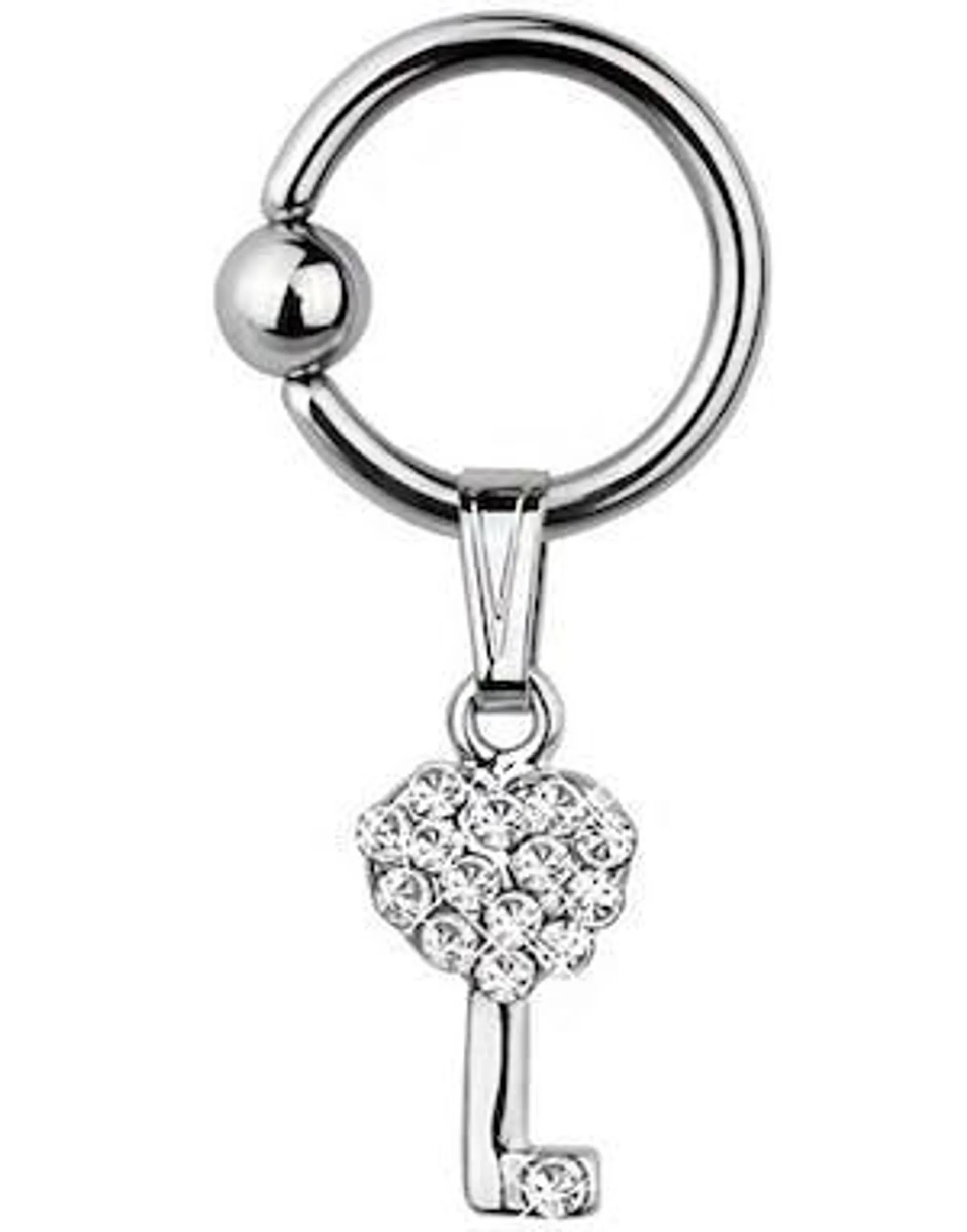 Lovekey With Diamonds - 1.6 x 10 mm BCR Piercing