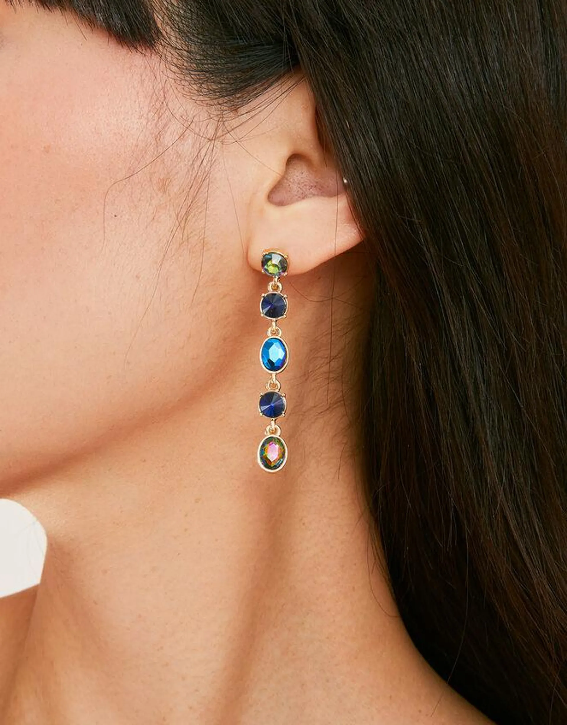 Mixed Shape Gem Drop Earrings
