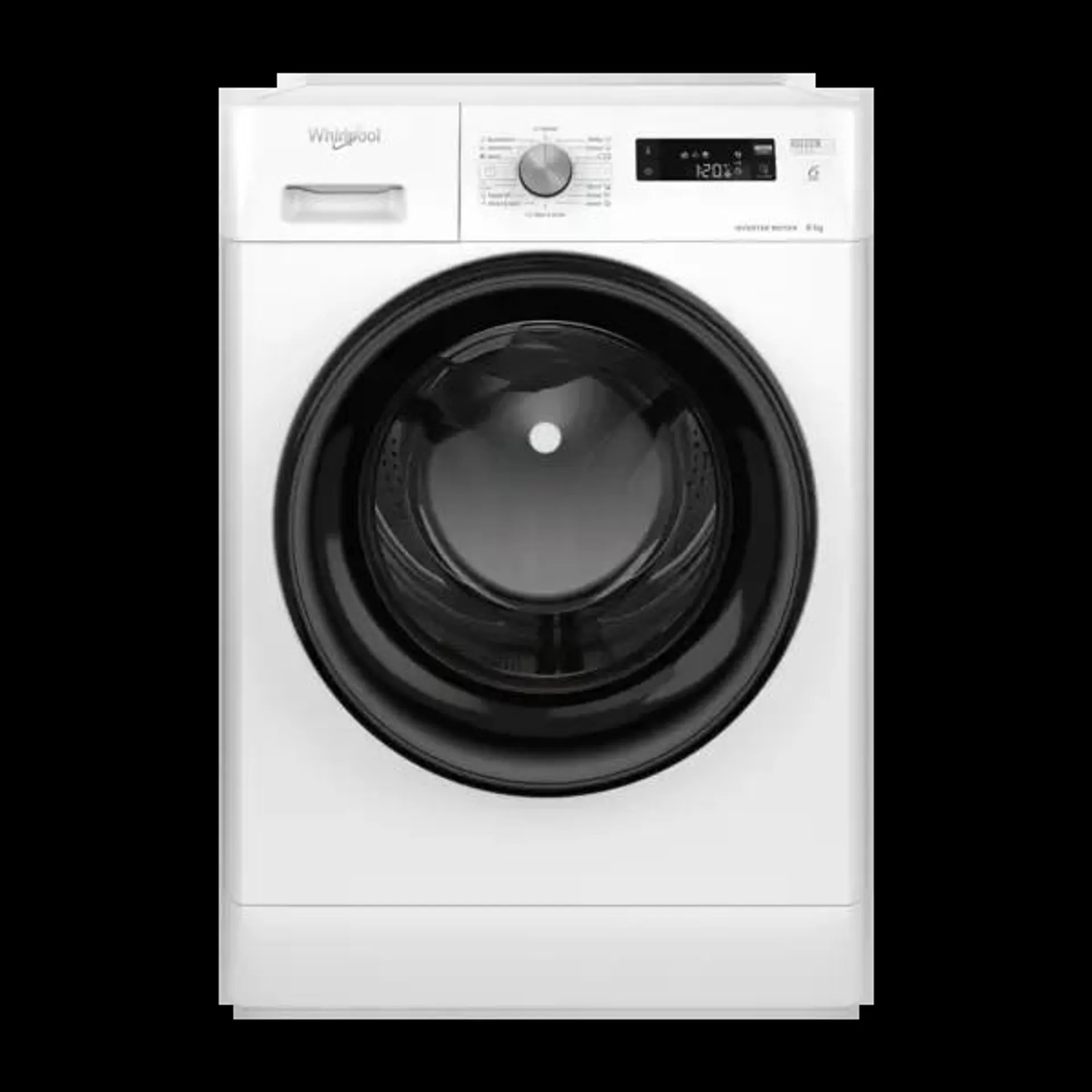 Whirlpool vaskemaskin er utstyrt med 9 kg kapasitet og invertermotor