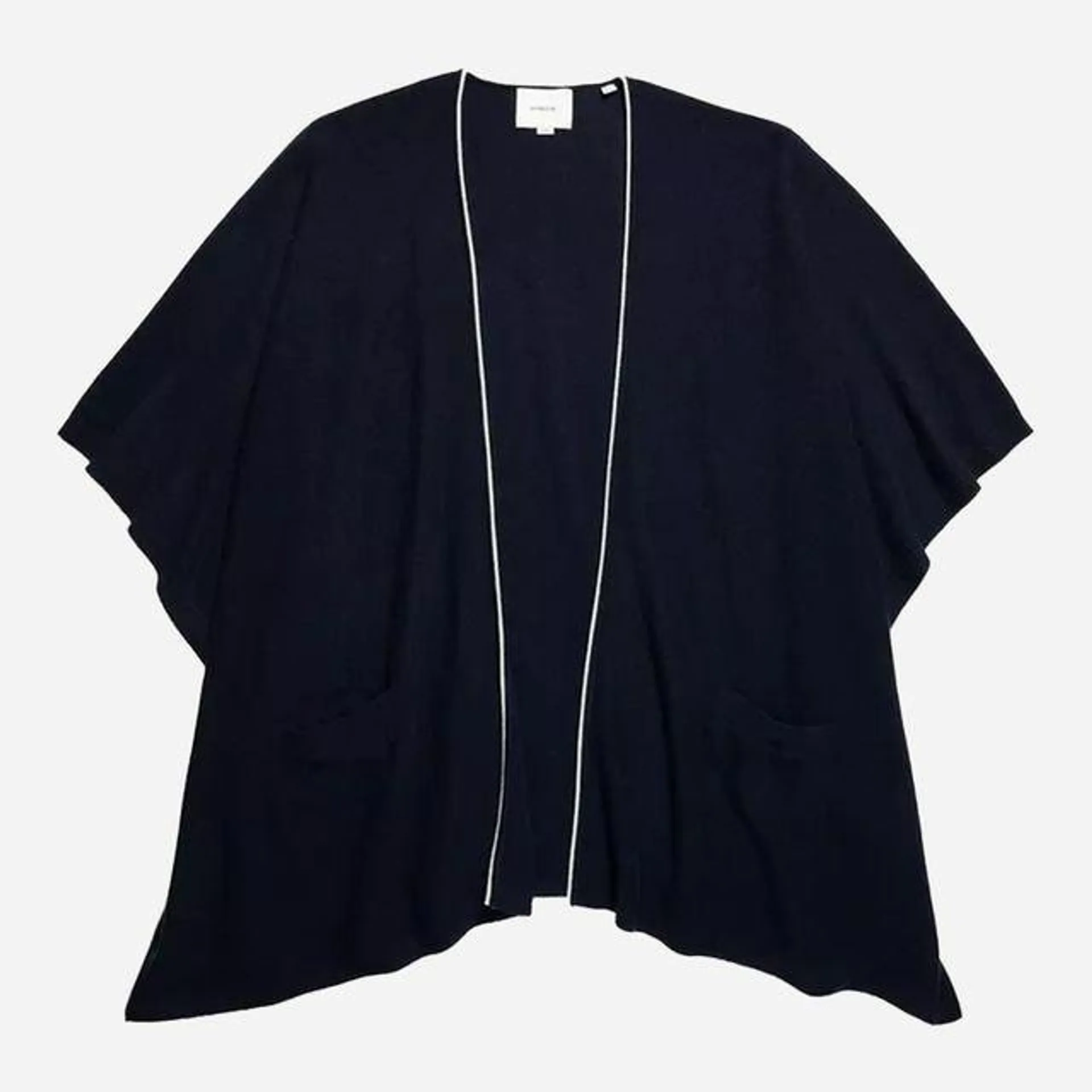 Cashmere Tipped Jersey Knit Cape With Pockets - Costal