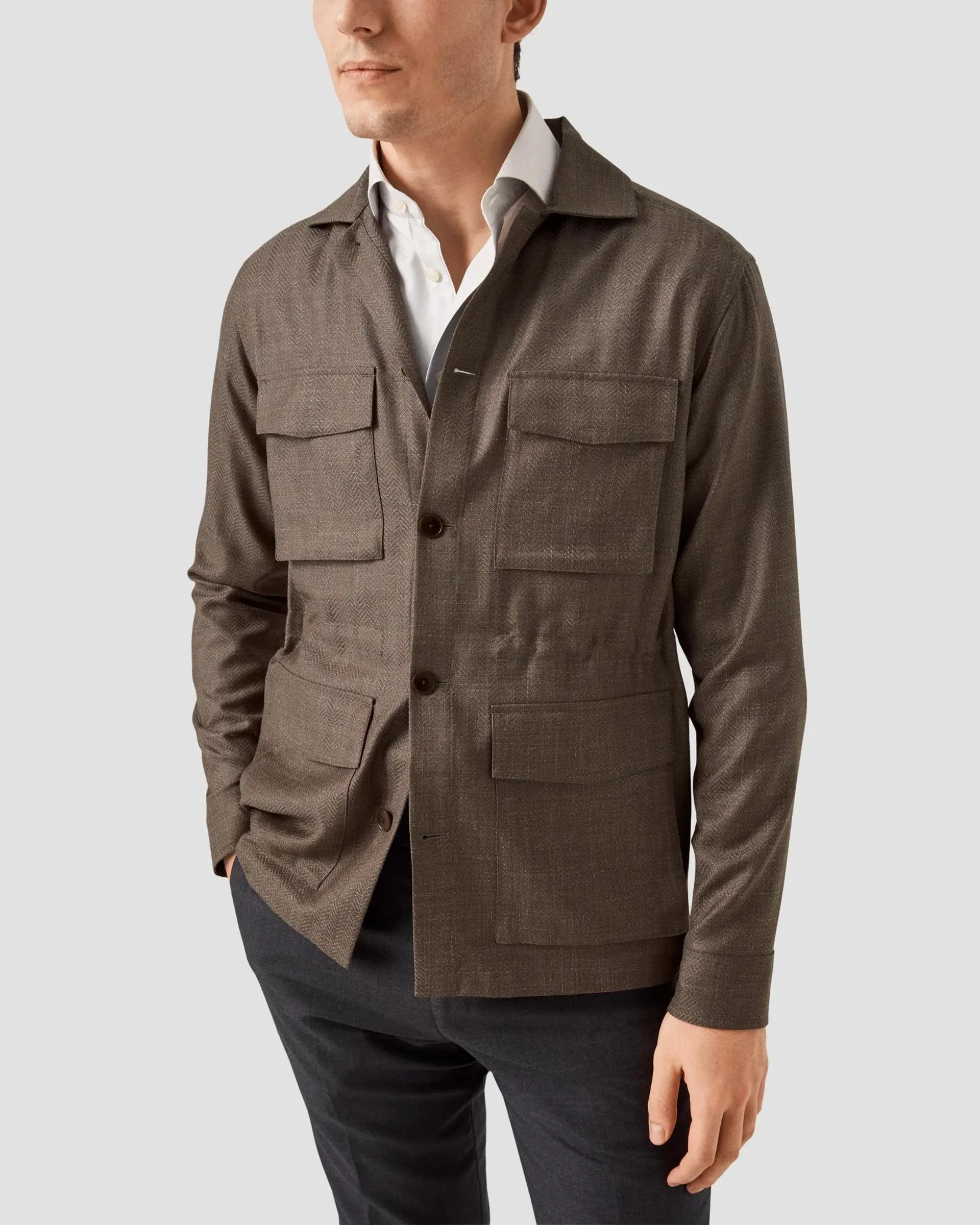 Herringbone Wool Linen Overshirt