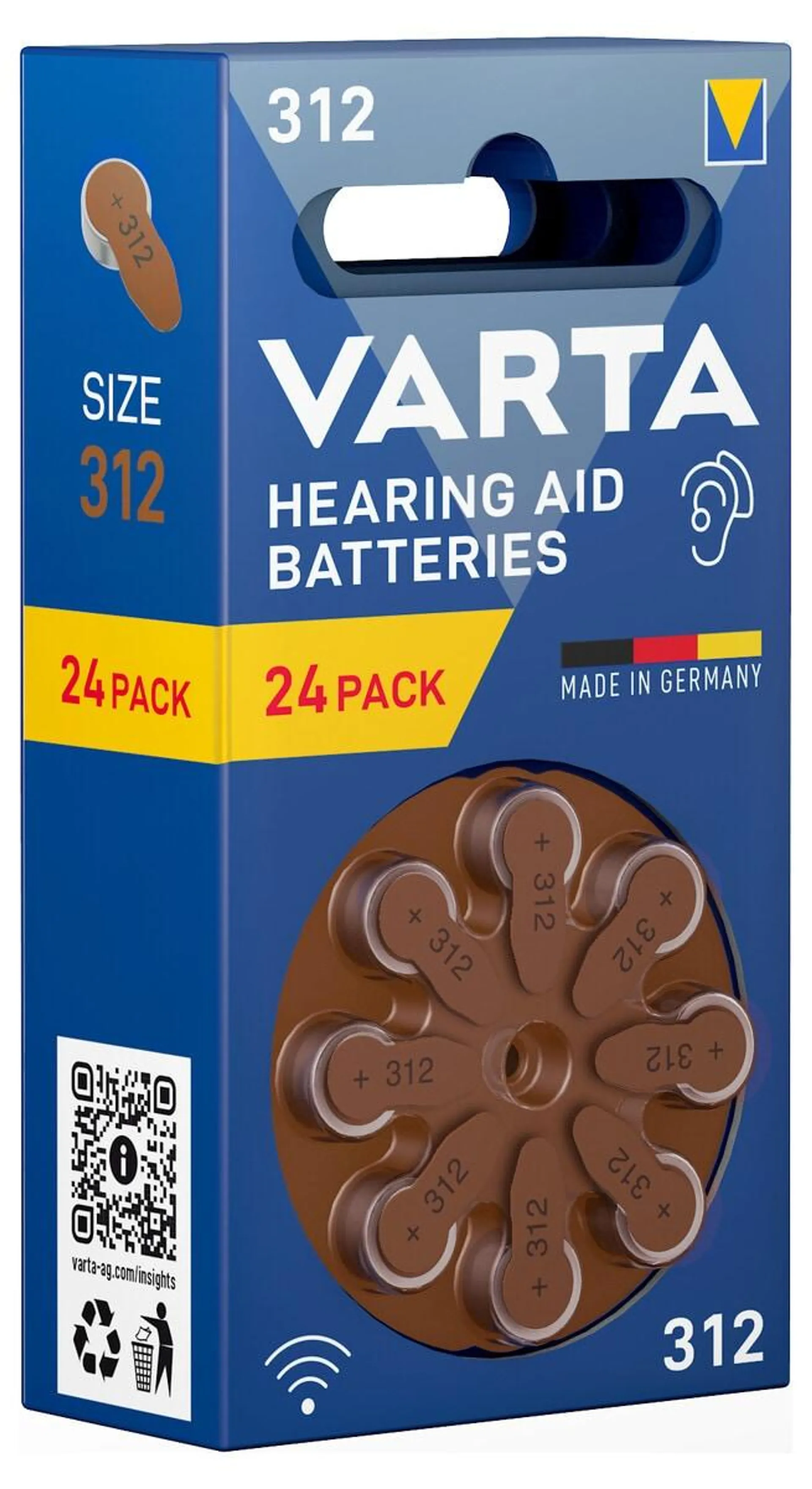 Varta HAB 312 høreapparatsbatteri 1,4 V, 24-pakning