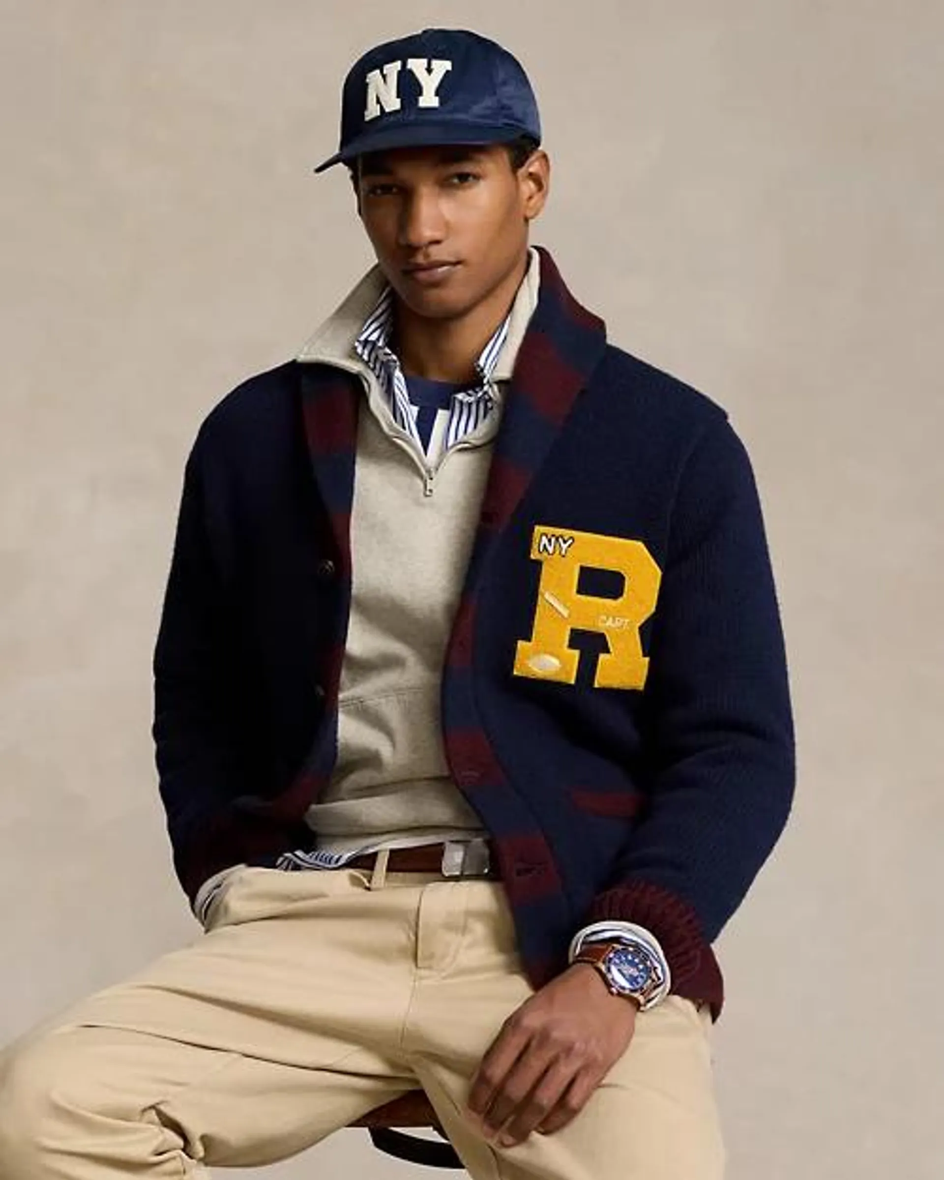 Wool-Blend Letterman Cardigan