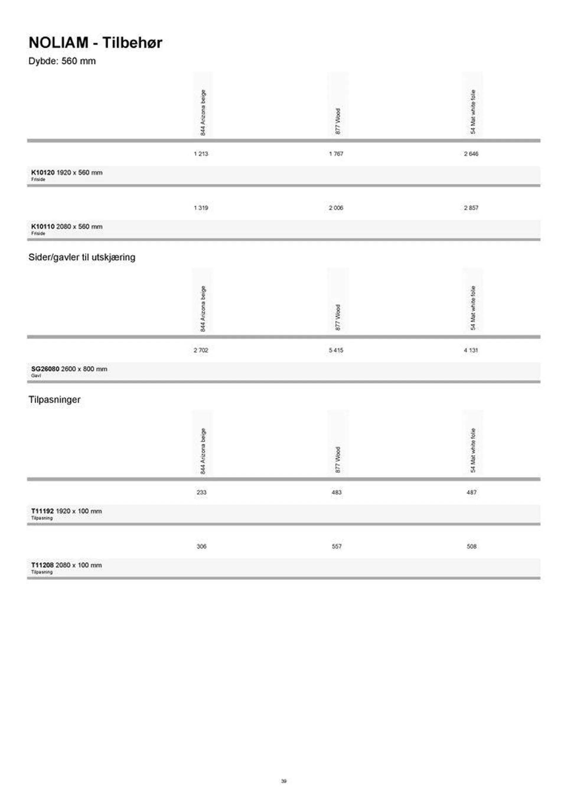 kvik kjøkken Garderobe prisliste. fra 4. september til 18. september 2024 - kundeavisside 39