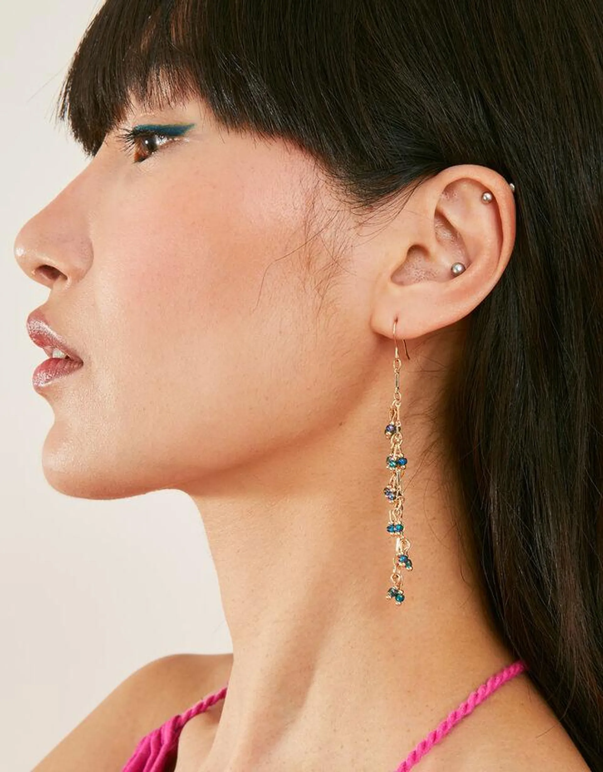Long Beaded Drop Earrings