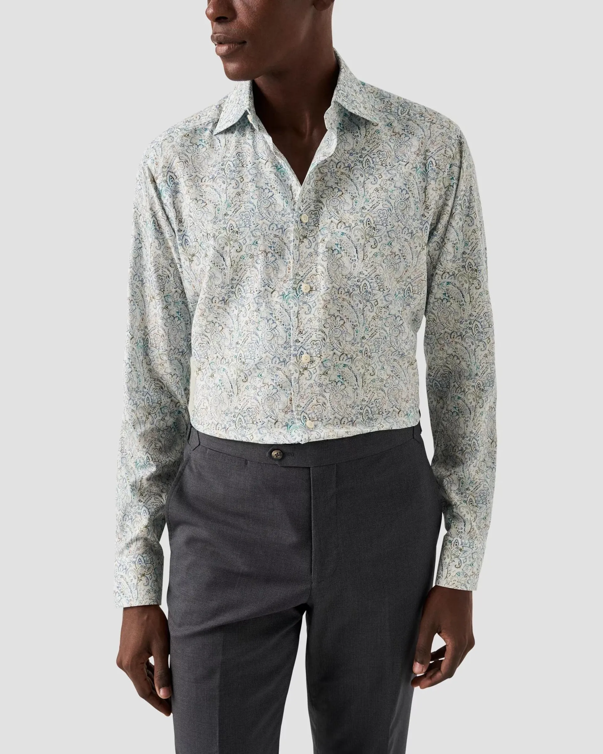 Light Green Paisley Cotton & TENCEL™ Lyocell Shirt