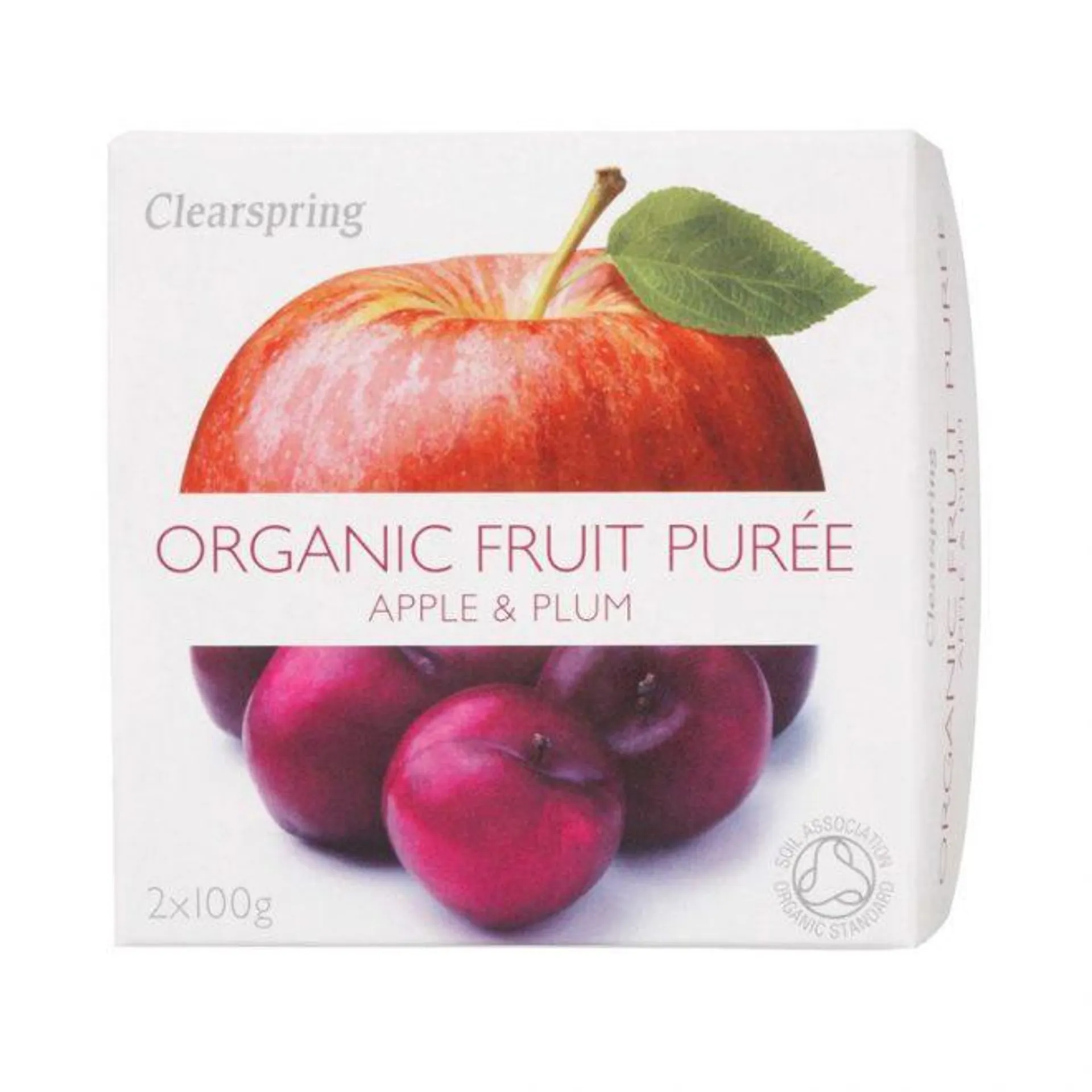 Clearspring fruit puree apple & plum 2×100 gr