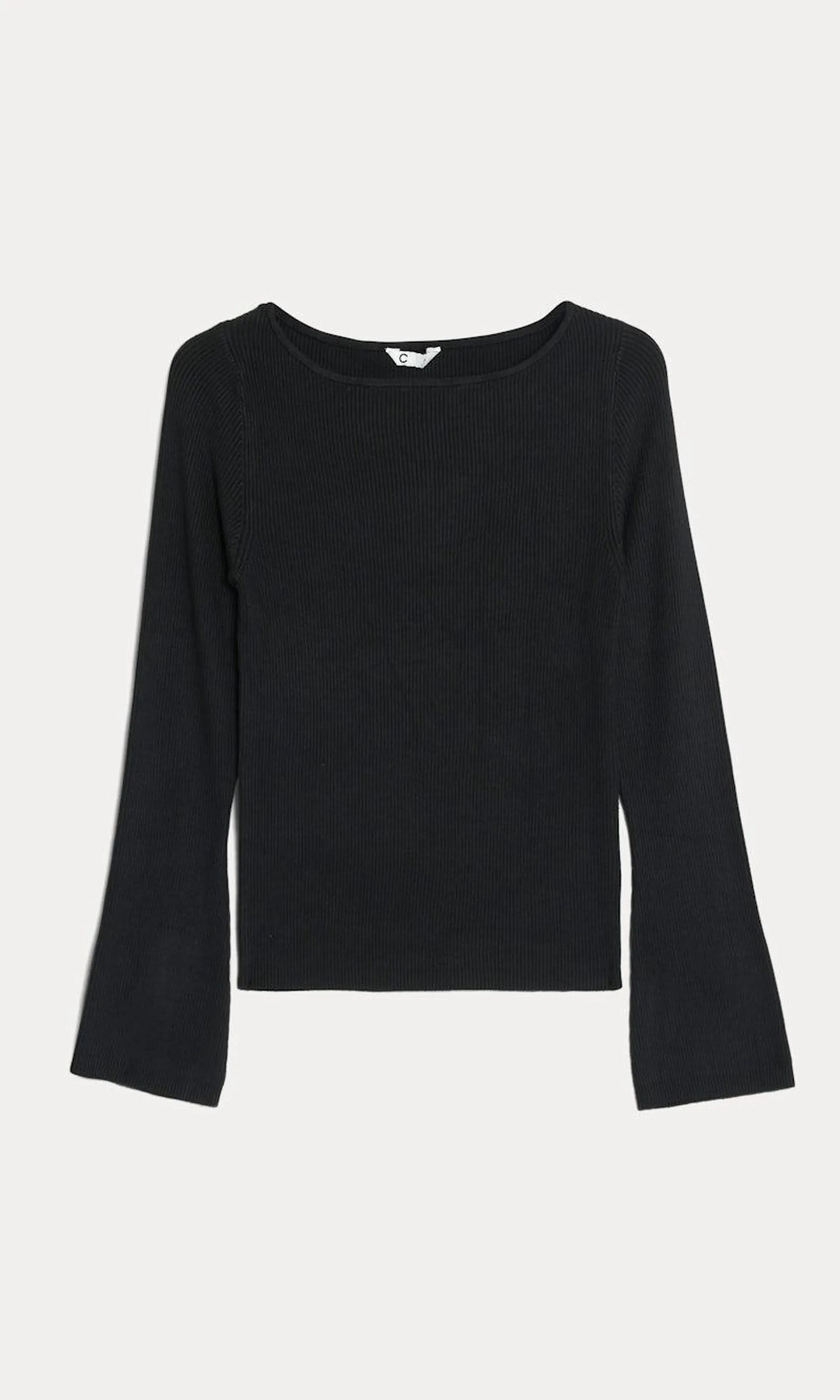 Ribbestrikket topp med boatneck