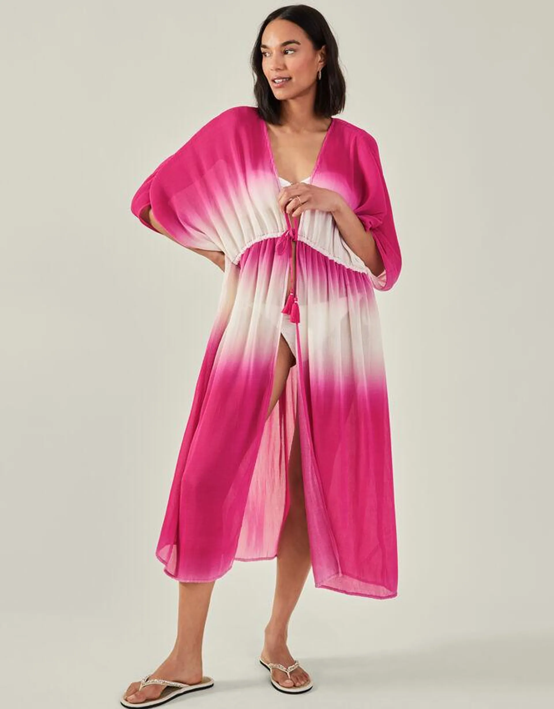 Maxi Pleated Kaftan Pink