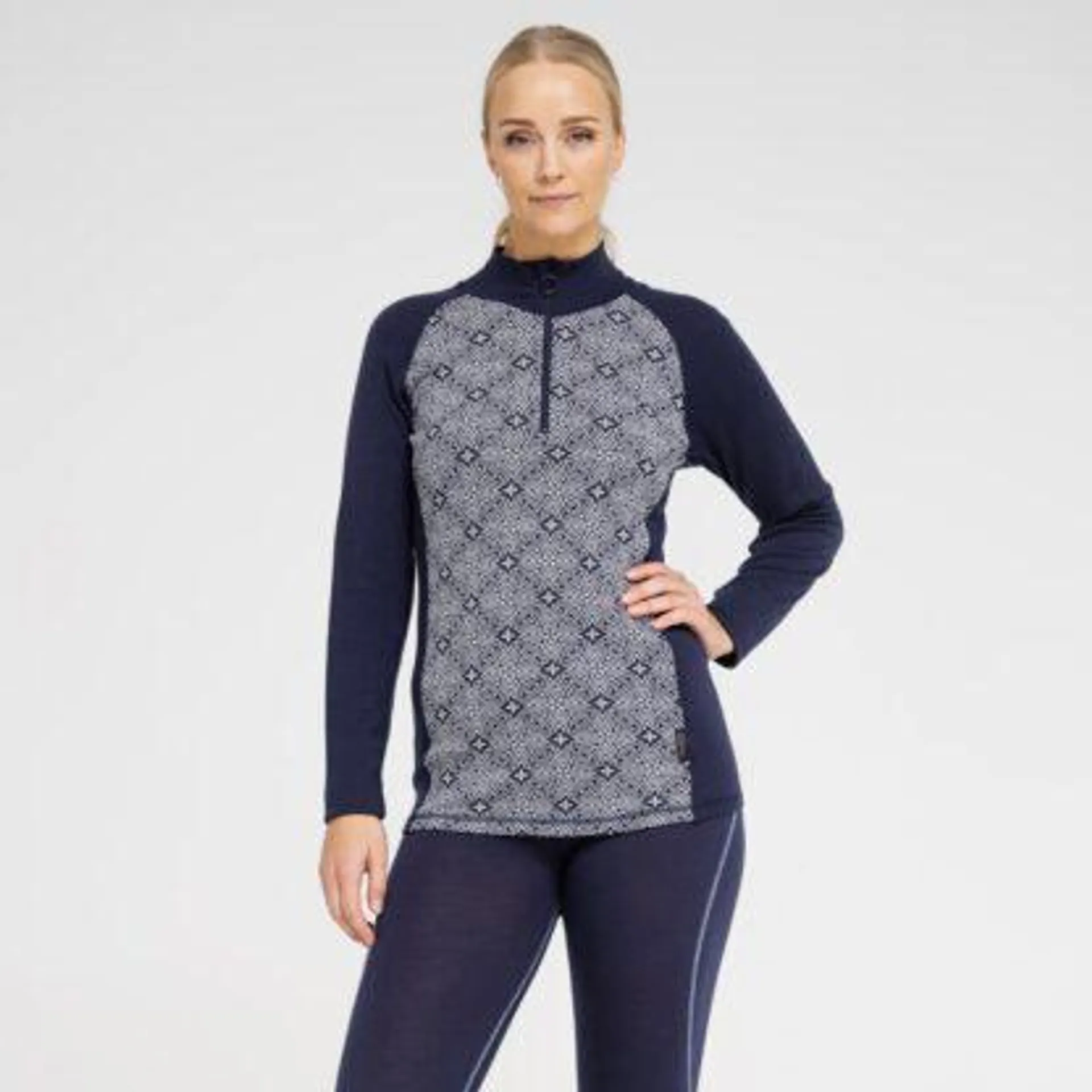 Dovre Women Active Genser m/Glidelås i ull, mønster