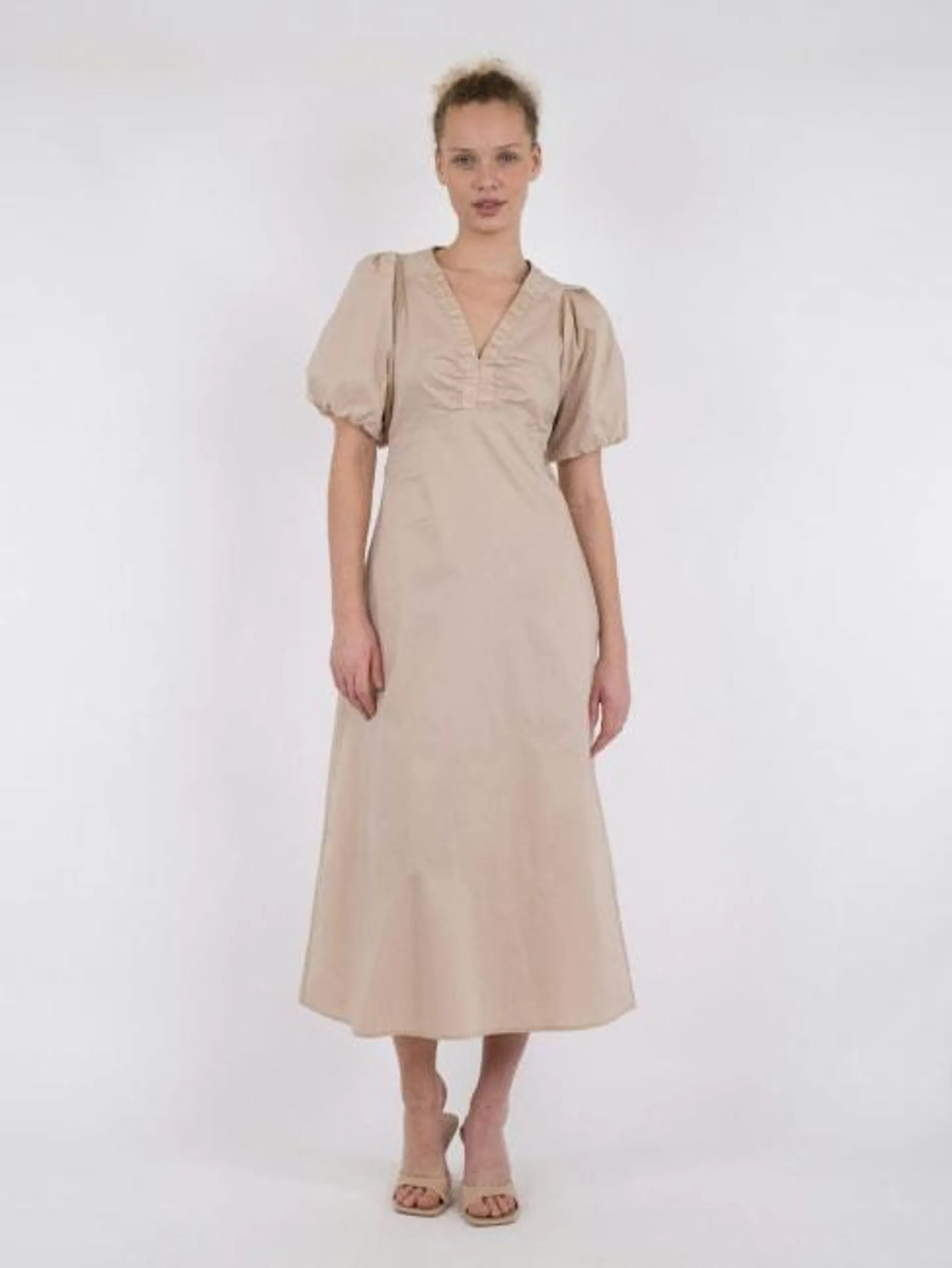 Illana Poplin Dress Dark Sand