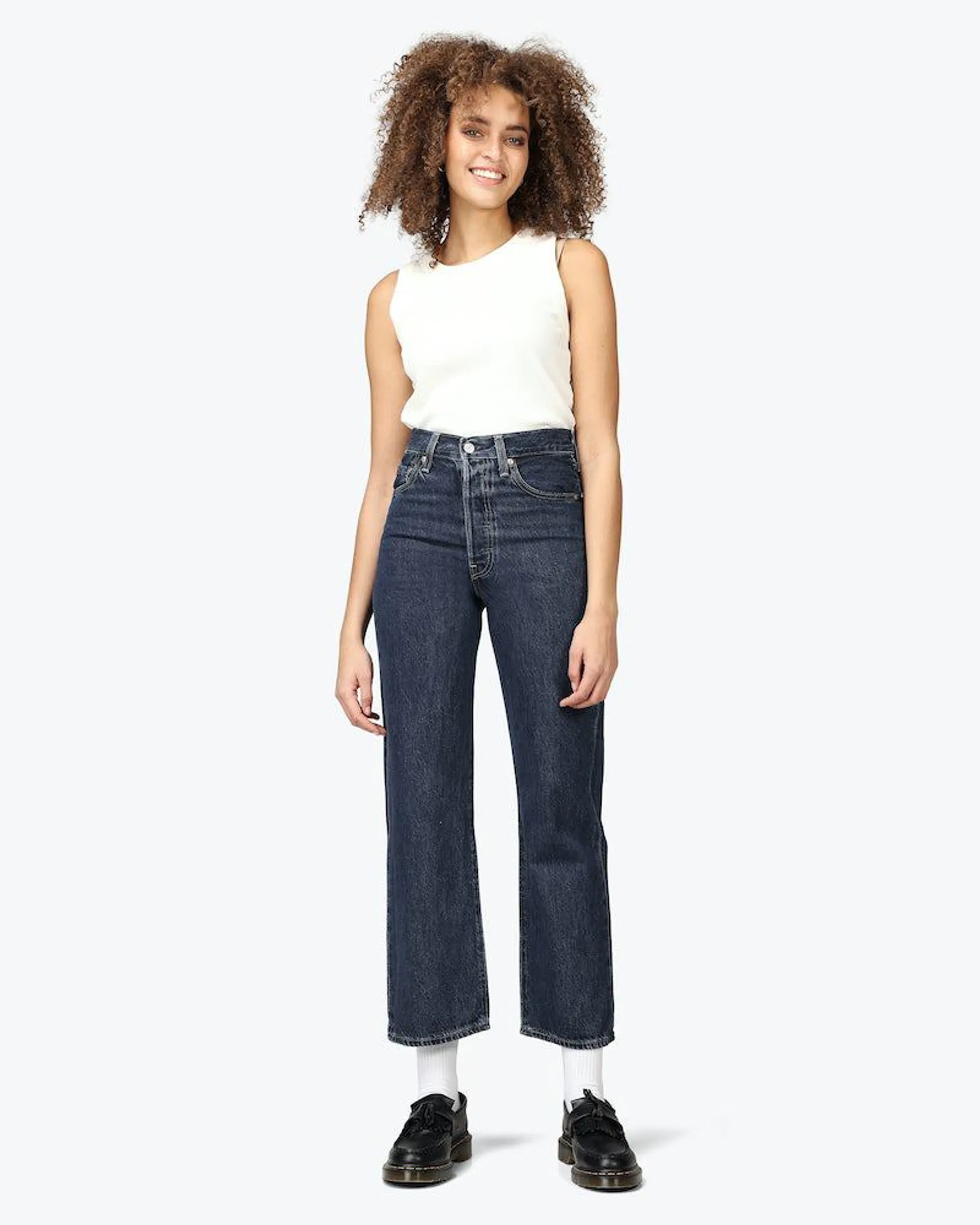 Ribcage Straight Ankle Mørk Blå Jeans