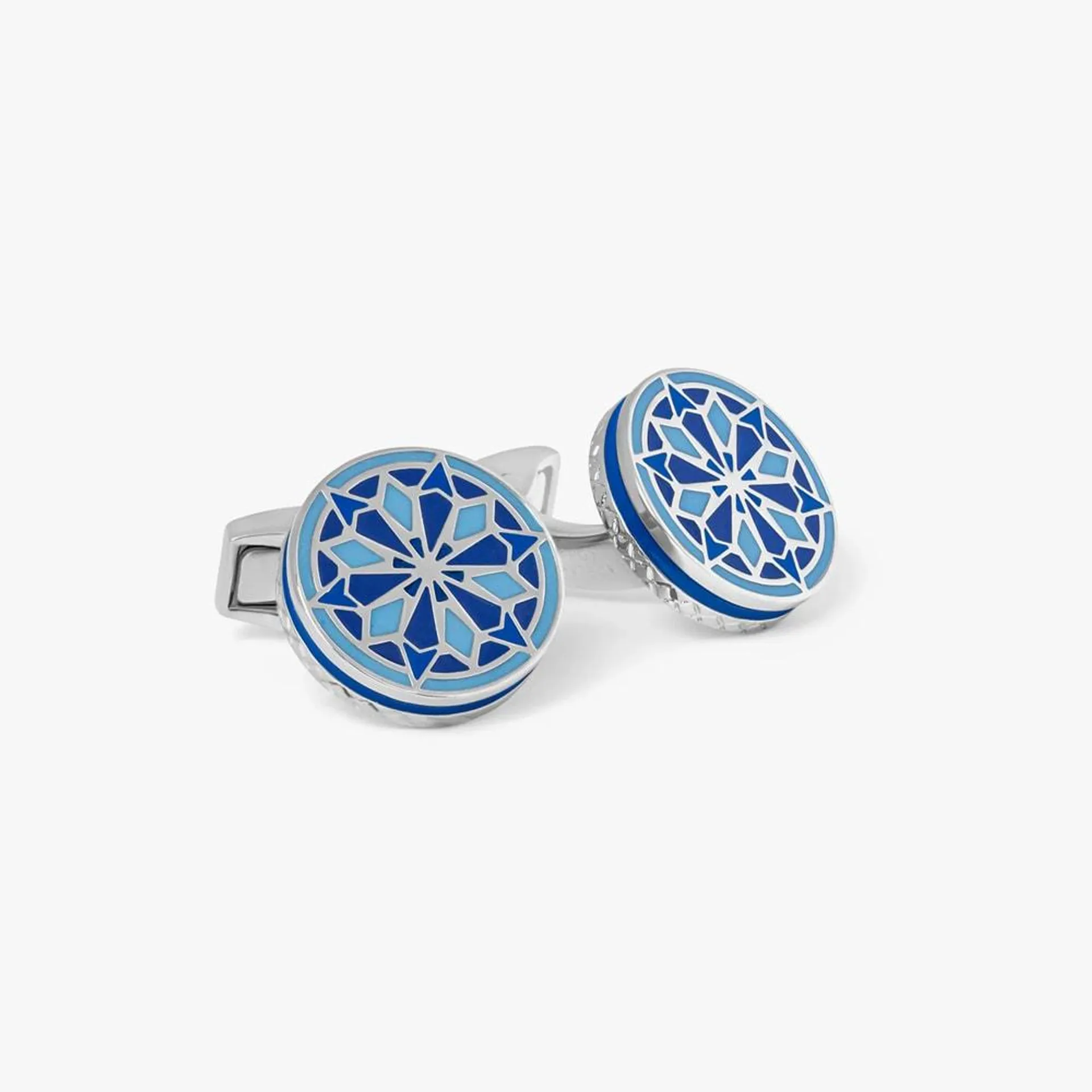 Cufflinks Round - Silver-Blue