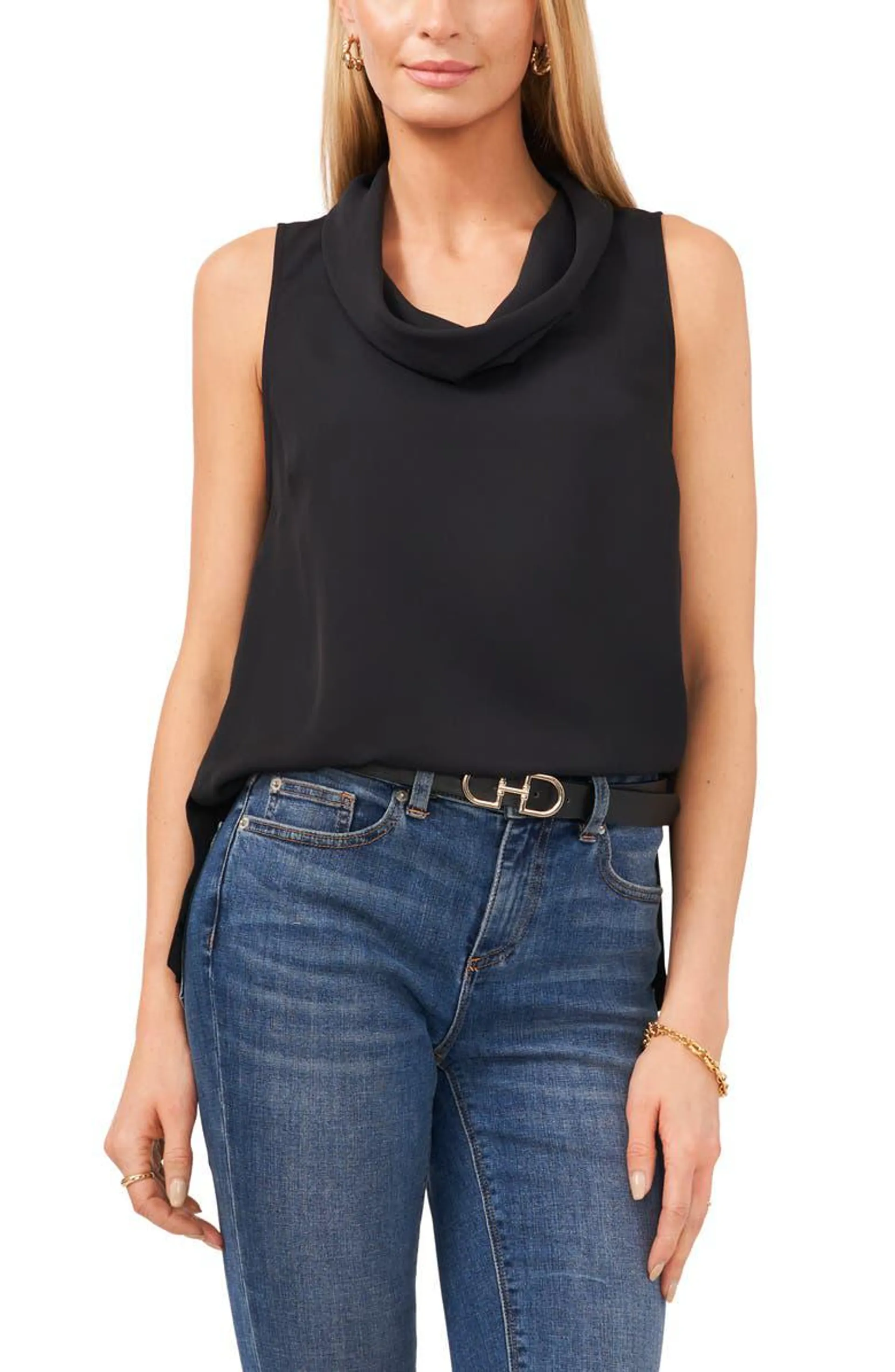 Cowl Neck Sleeveless Blouse