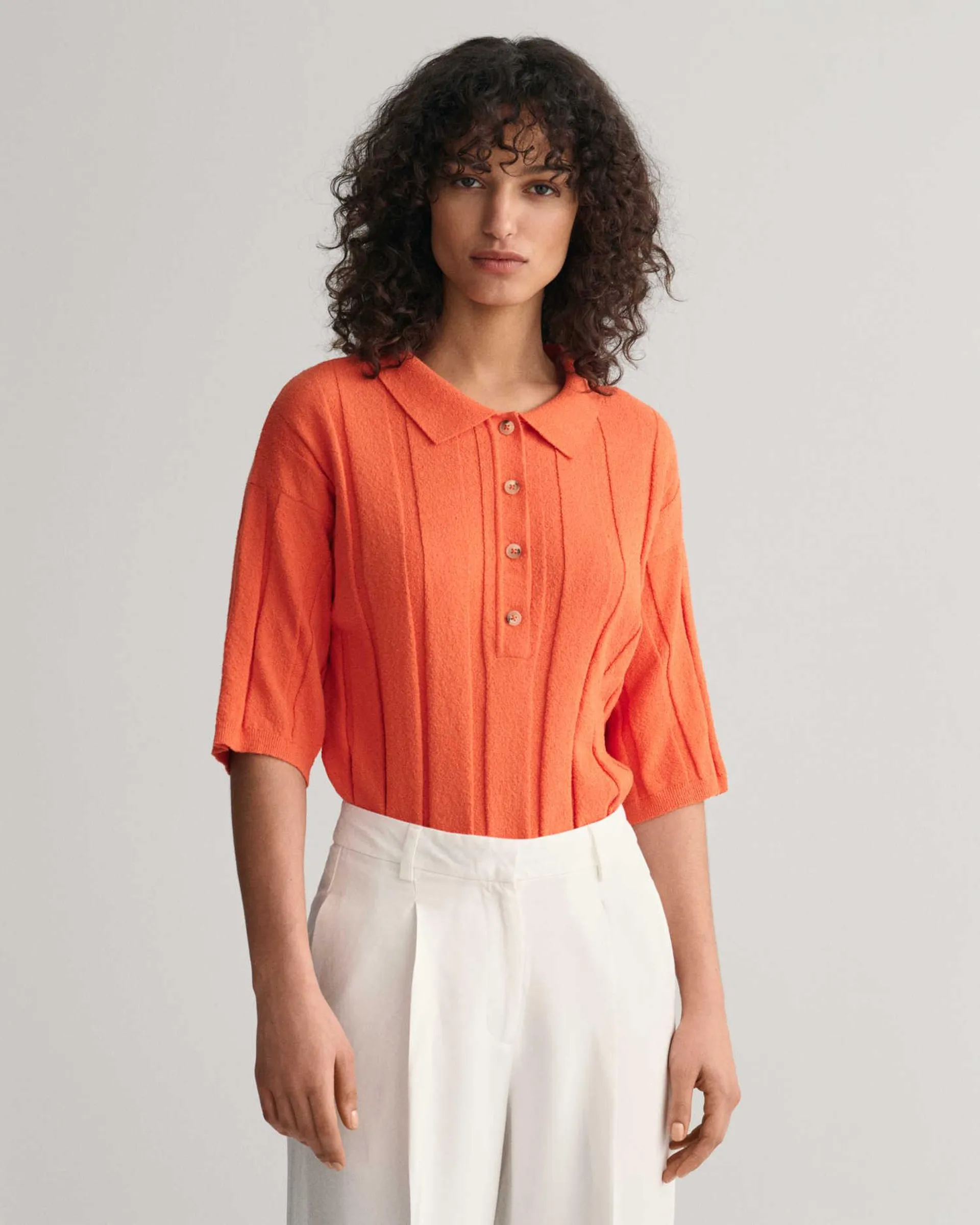 Strikket poloskjorte med relaxed fit