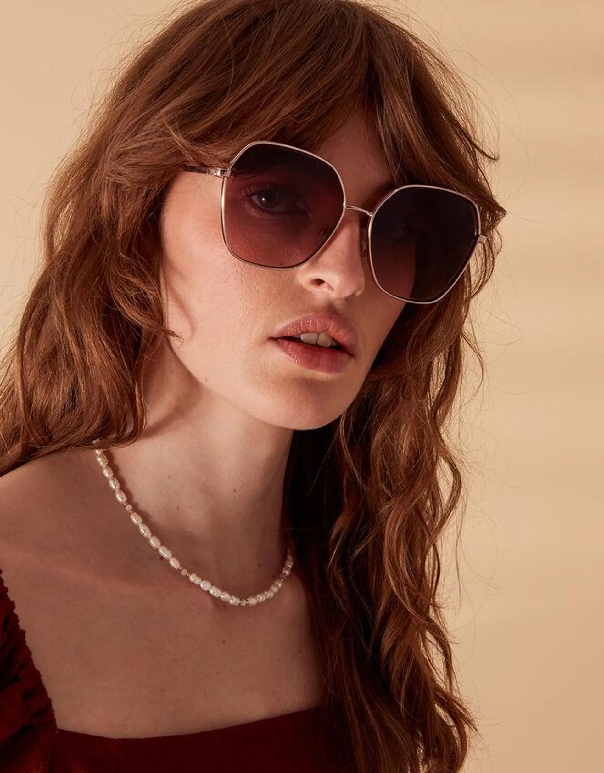 Metal Rim Squared Sunglasses