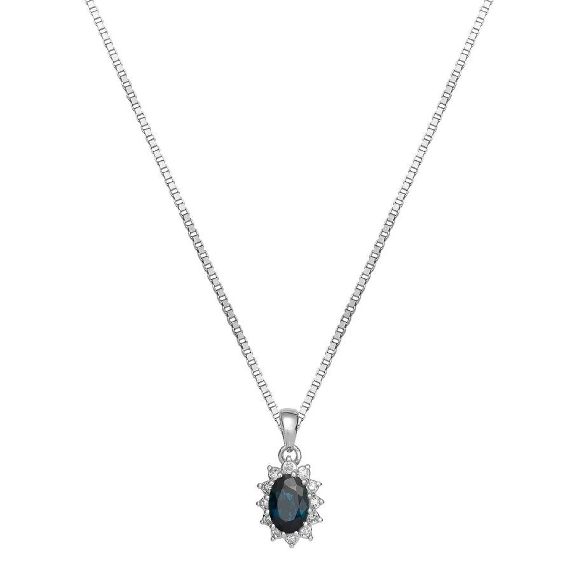 Rosettsmykke Safir 585 Hvitt Gull 0,06 ct
