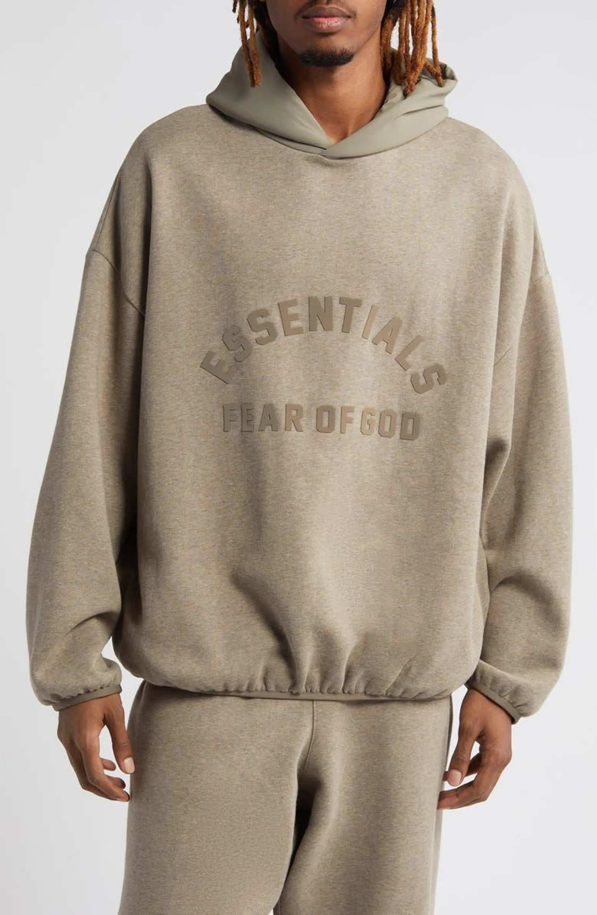 Logo Oversize Fleece & Nylon Hoodie