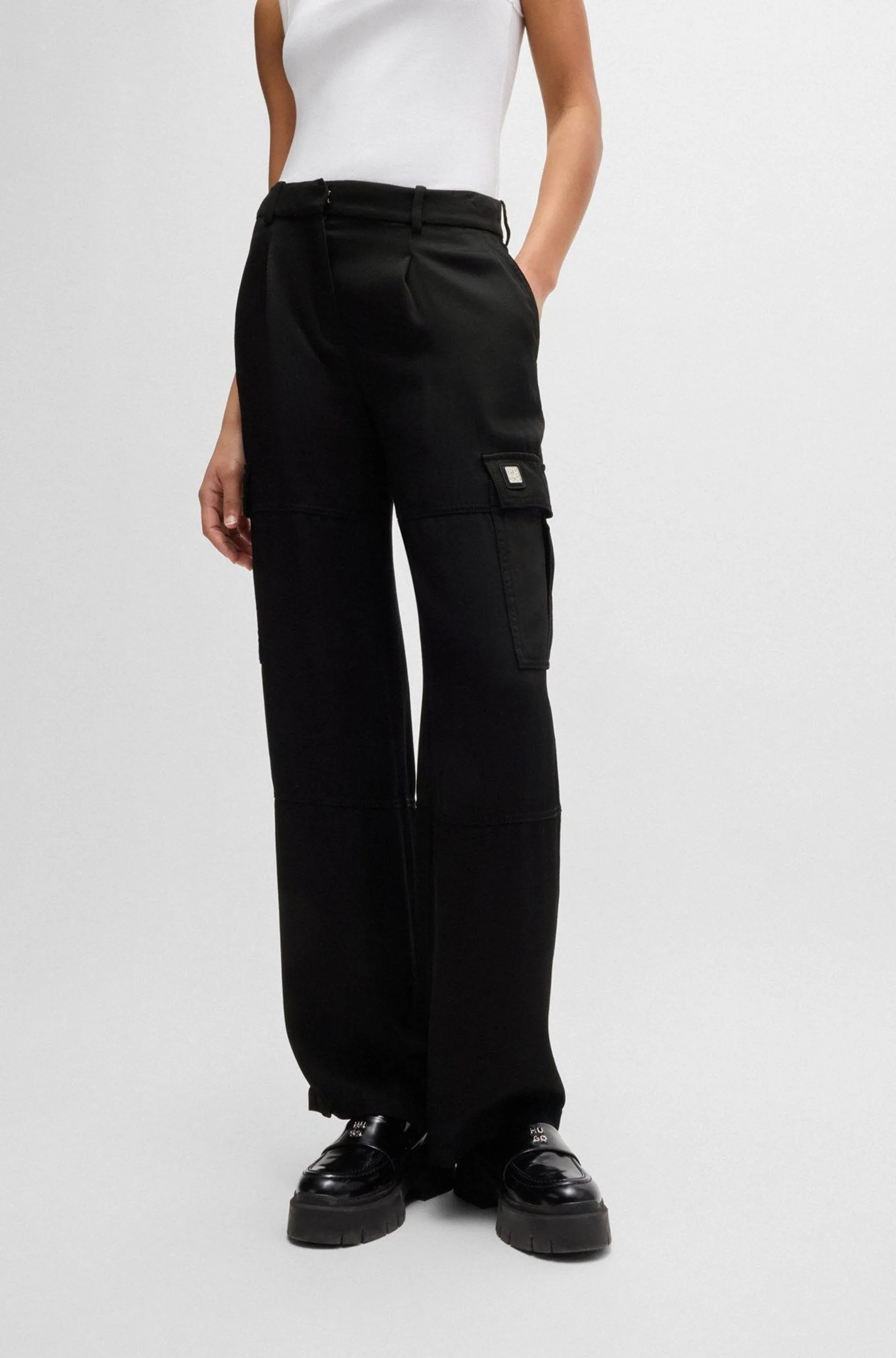 Straight-fit cargo trousers with stacked-logo badge