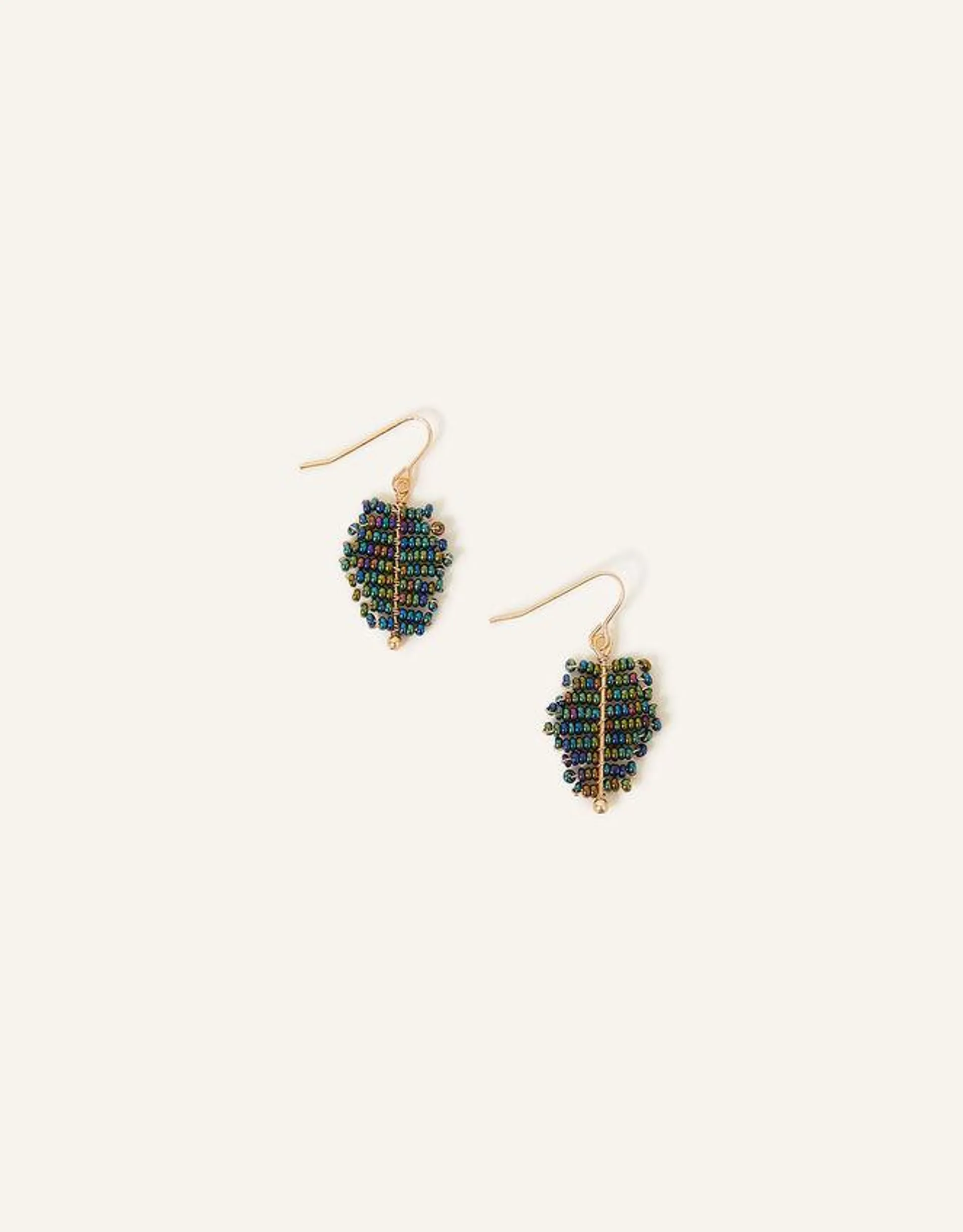 Beaded Leaf Earrings