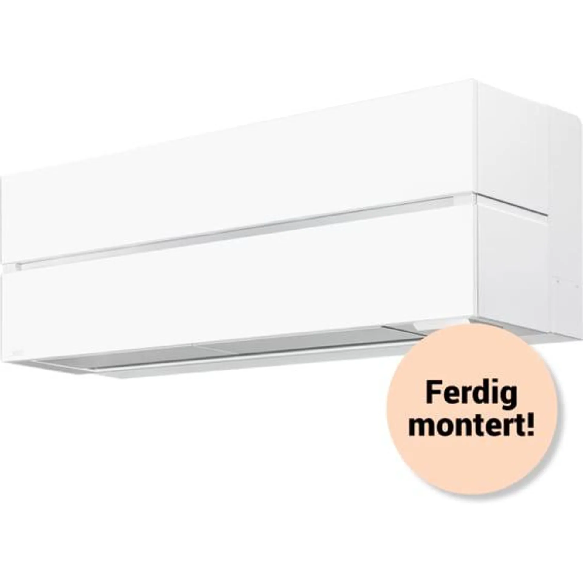 Ferdig montert Mitsubishi Kaiteki 6600 varmepumpe Hvit