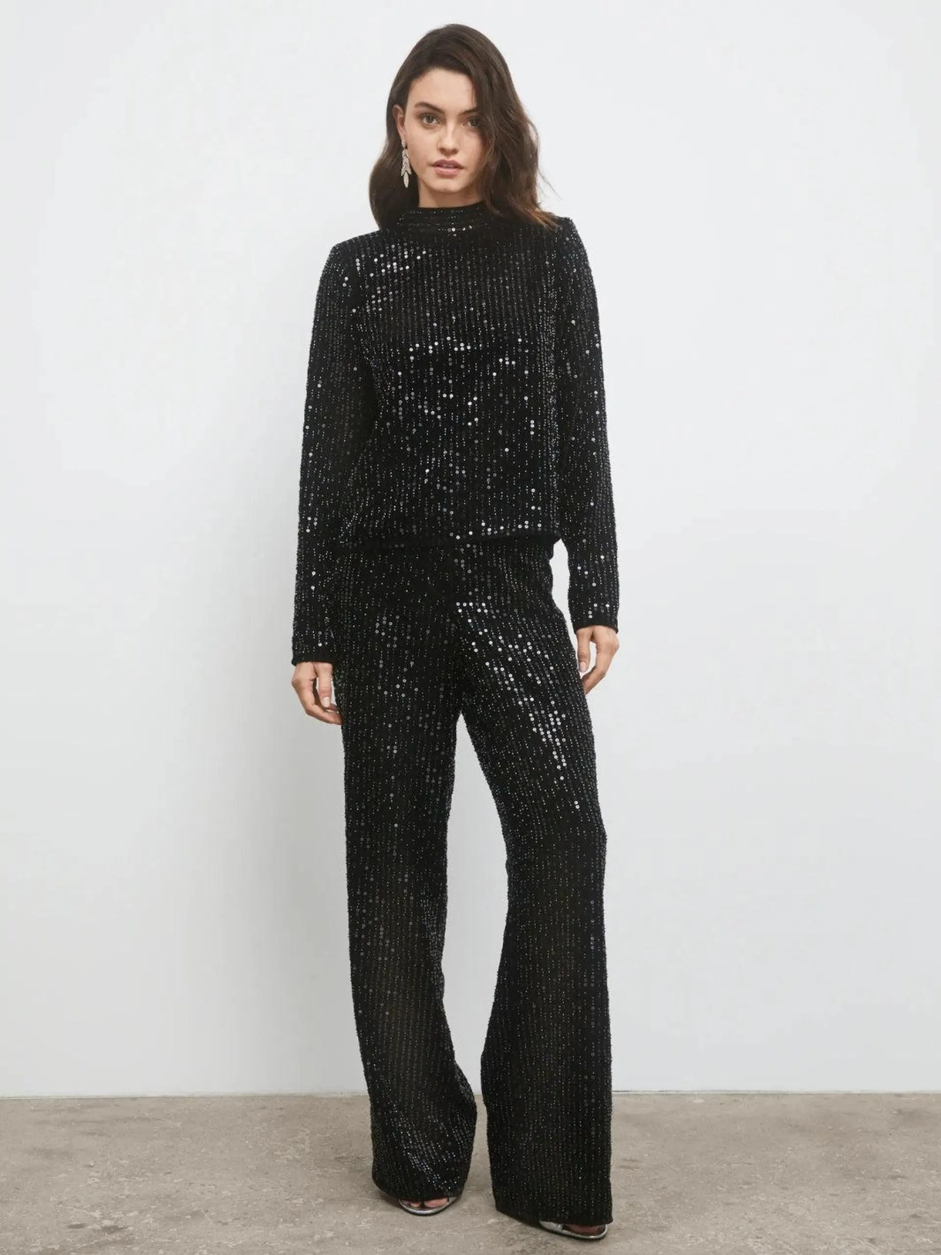 JAGGER SEQUIN TROUSER Sort